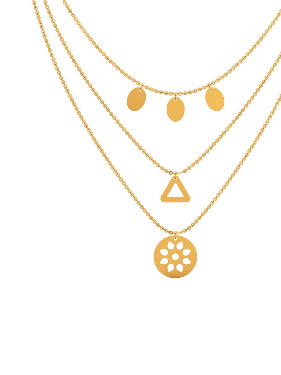 Joyalukkas Women 18 KT Blooming Daisy Trilayered Gold Necklace