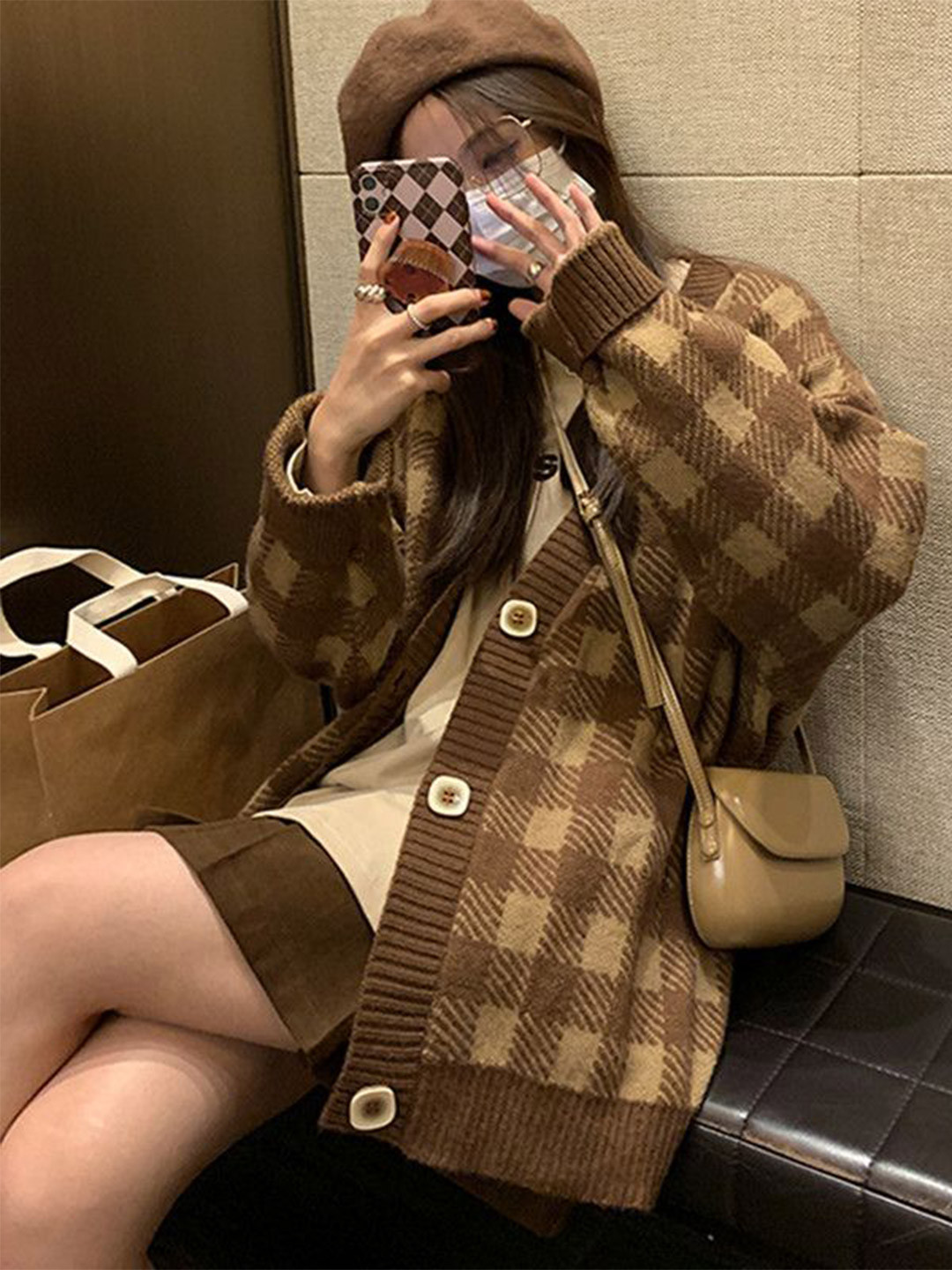 StyleCast Women Checked Oversized Cardigan