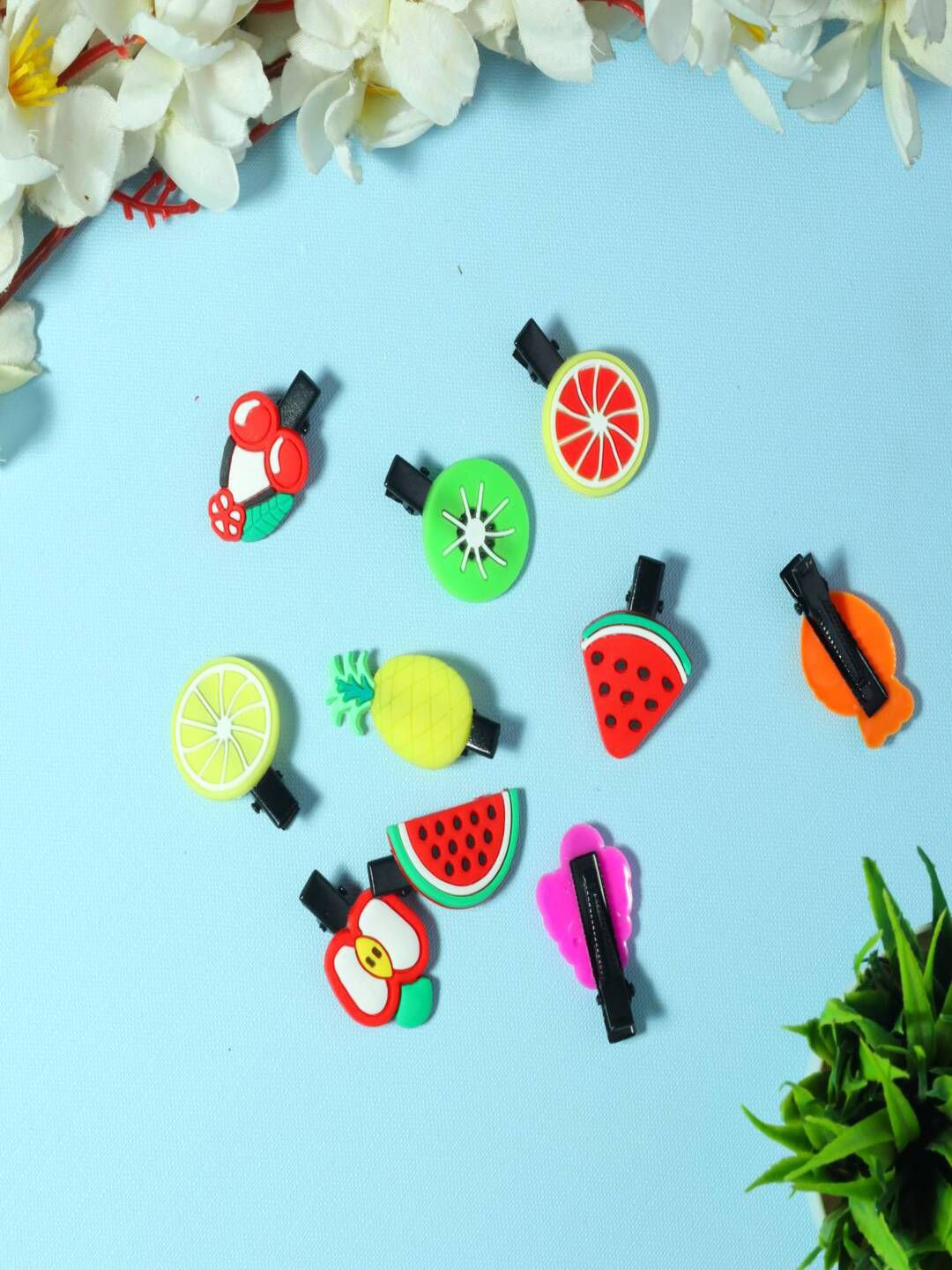 AmazingKarts Girls Set of 10 Fruit Character Hair Clips