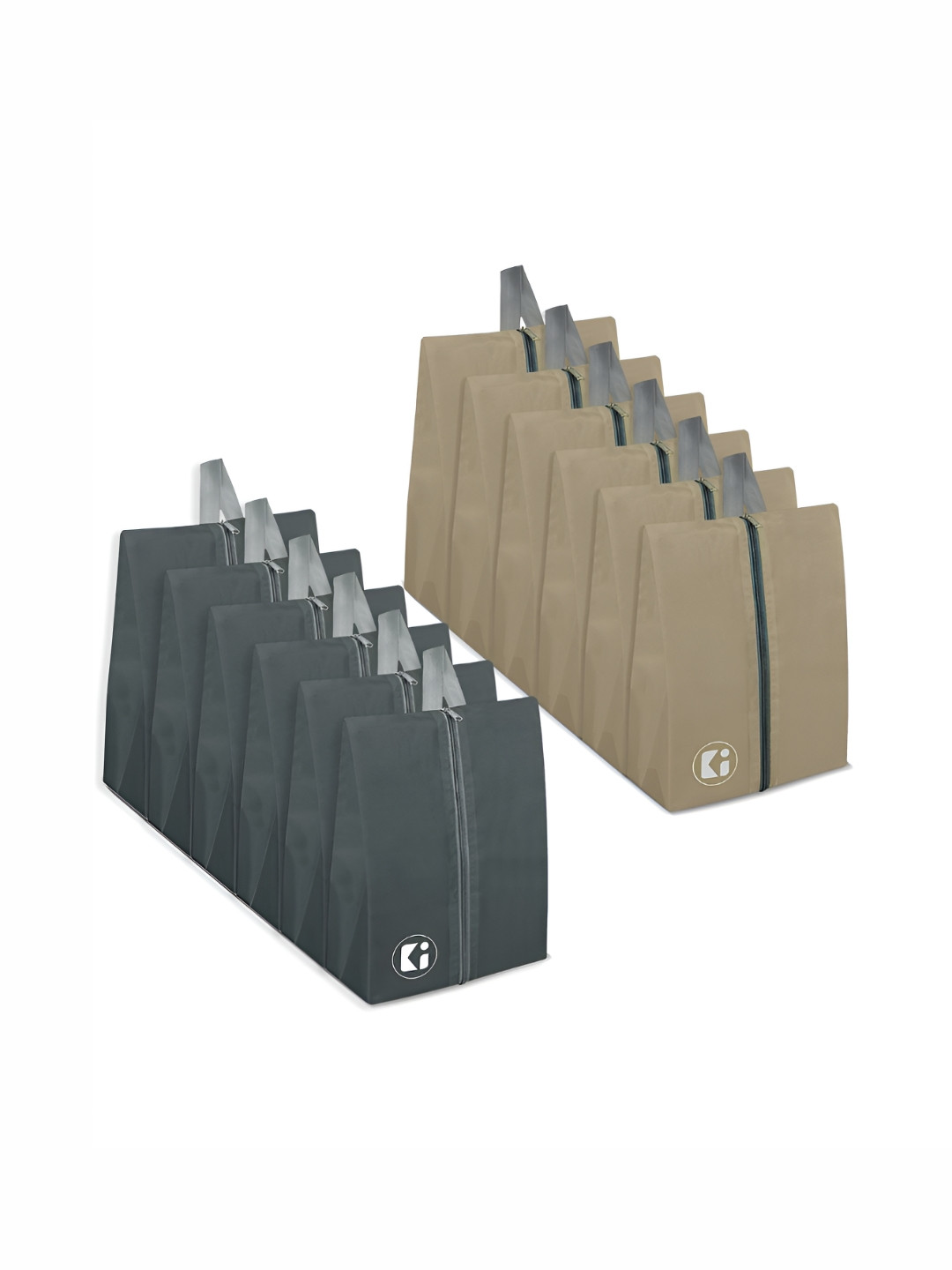 Aura Brown 12 Pieces Reusable Parachute Travel Shoe Carrying Organizers