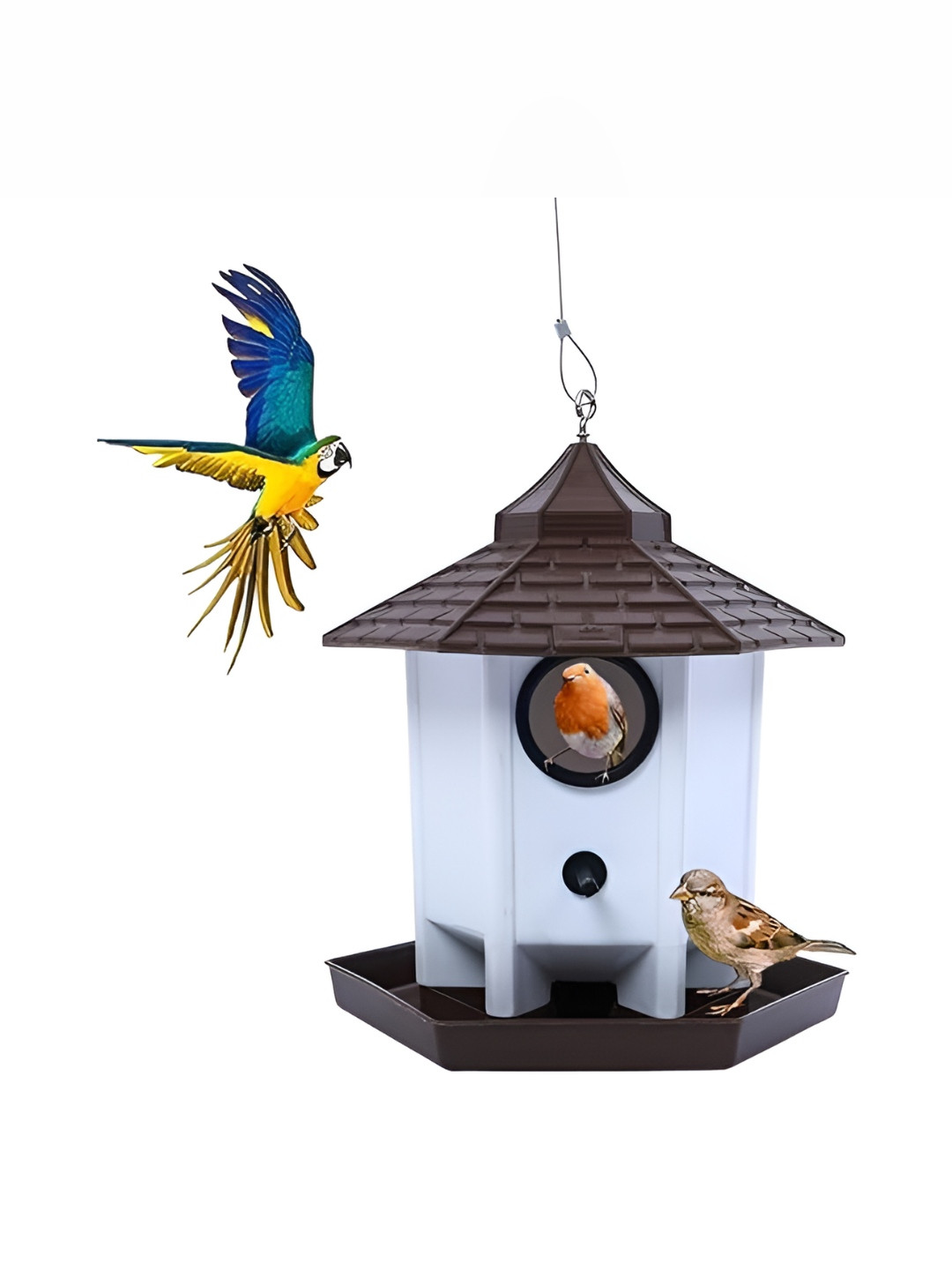 GARDEN'S NEED Brown & White Hanging Bird House