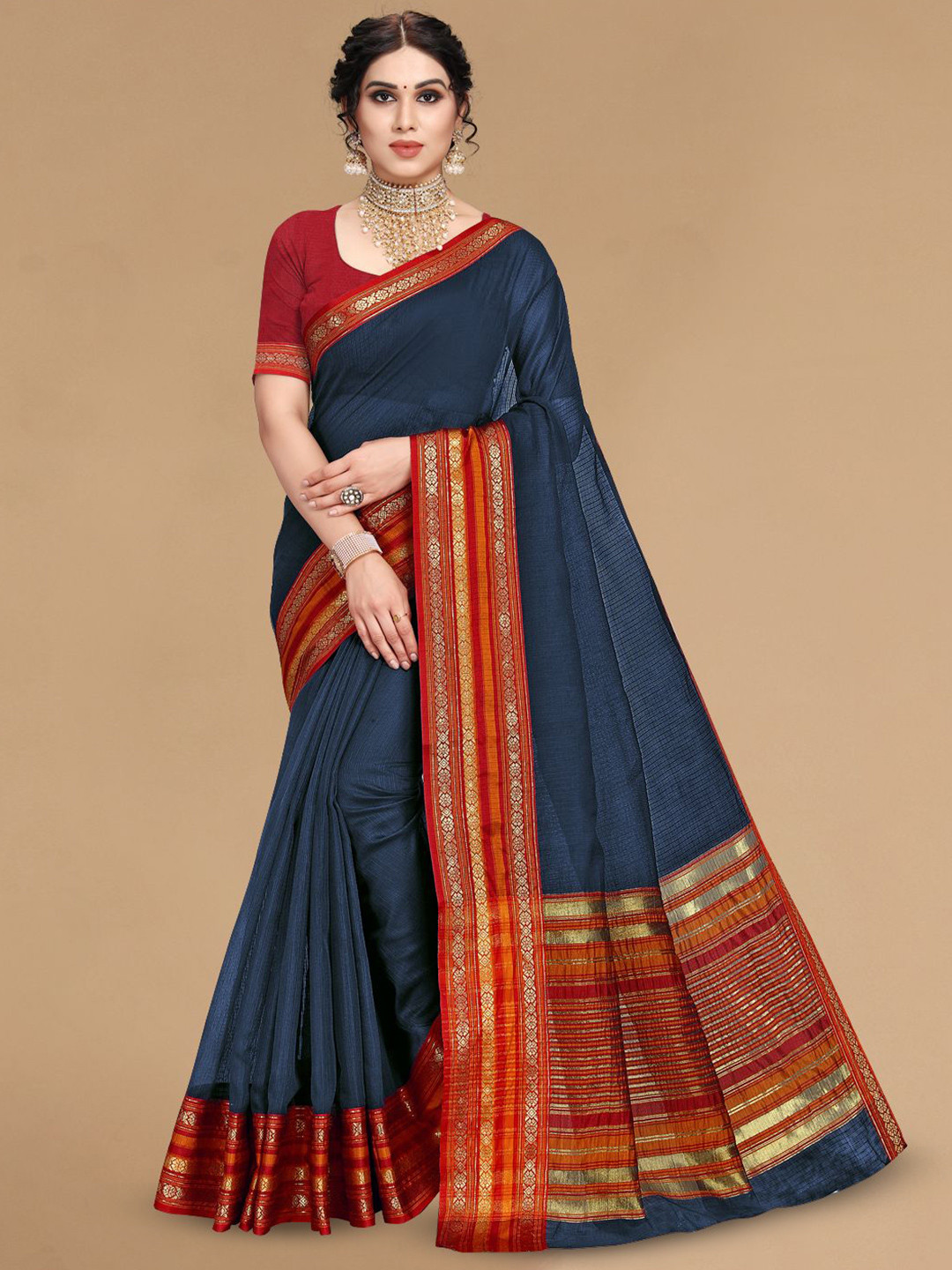 Moda Rapido Woven Design Border Kota Doria Cotton Manipuri Saree