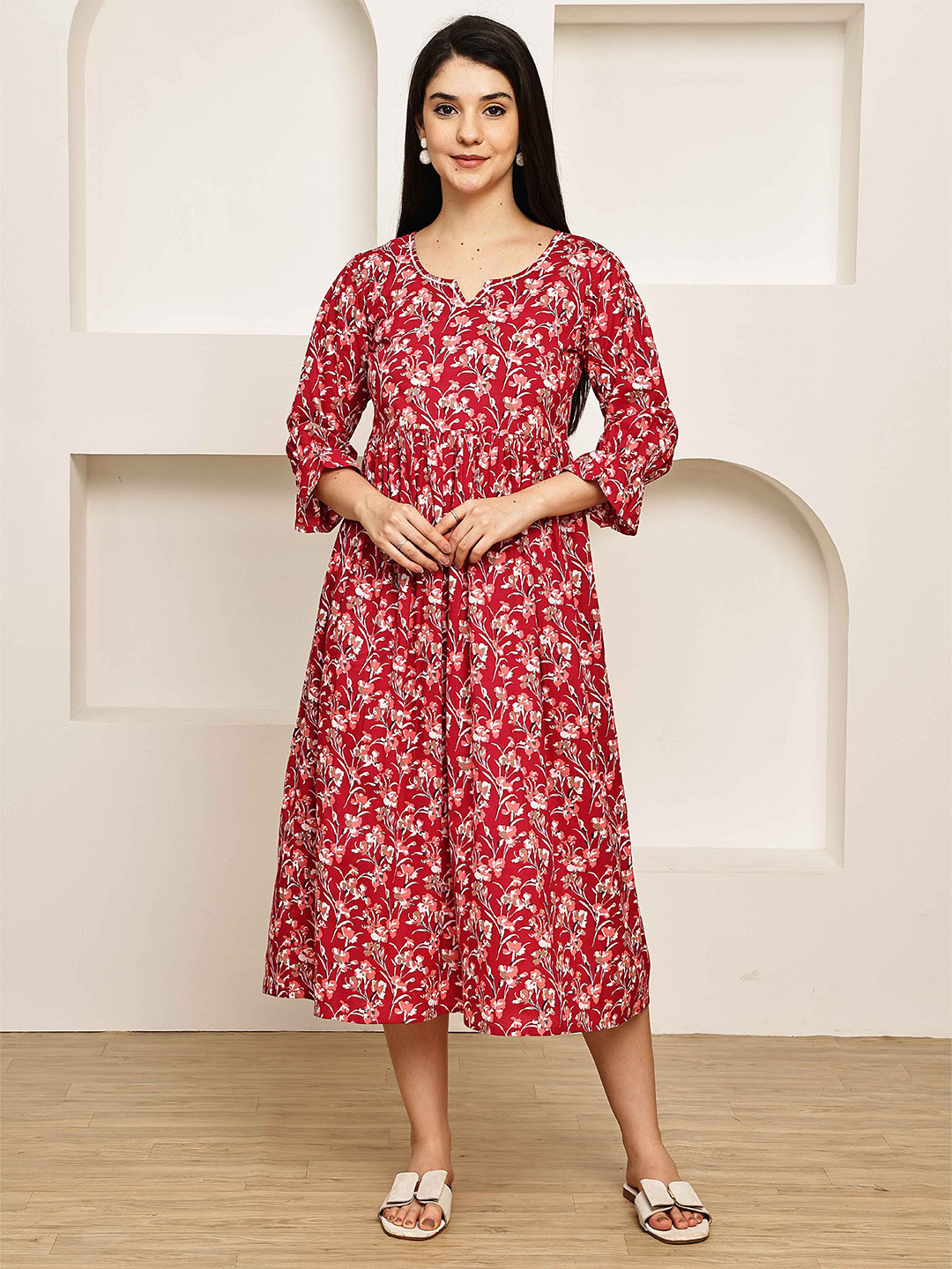 Merira Women Floral Print A-Line Dress