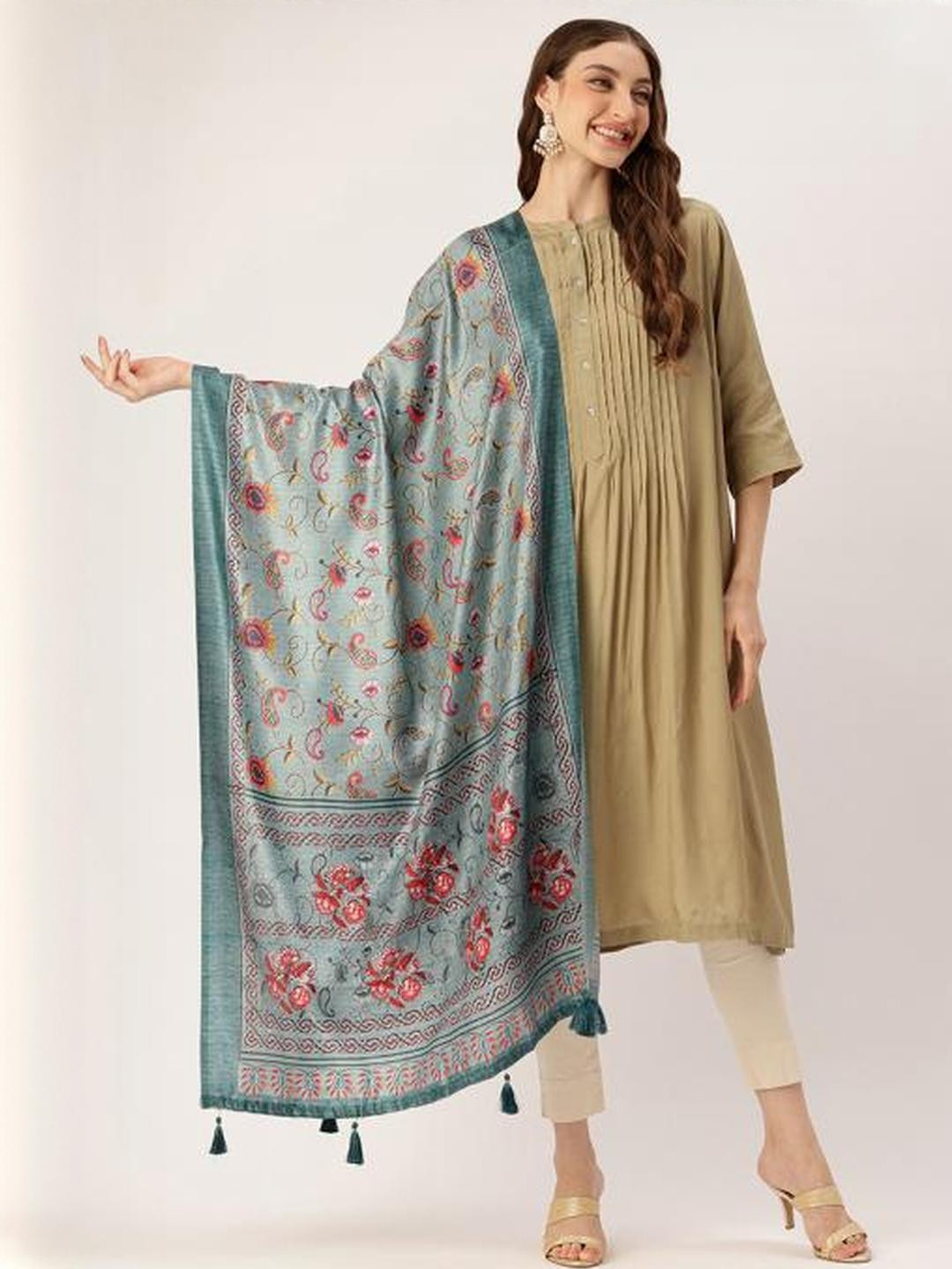 HAYA Floral Woven Design Dupatta