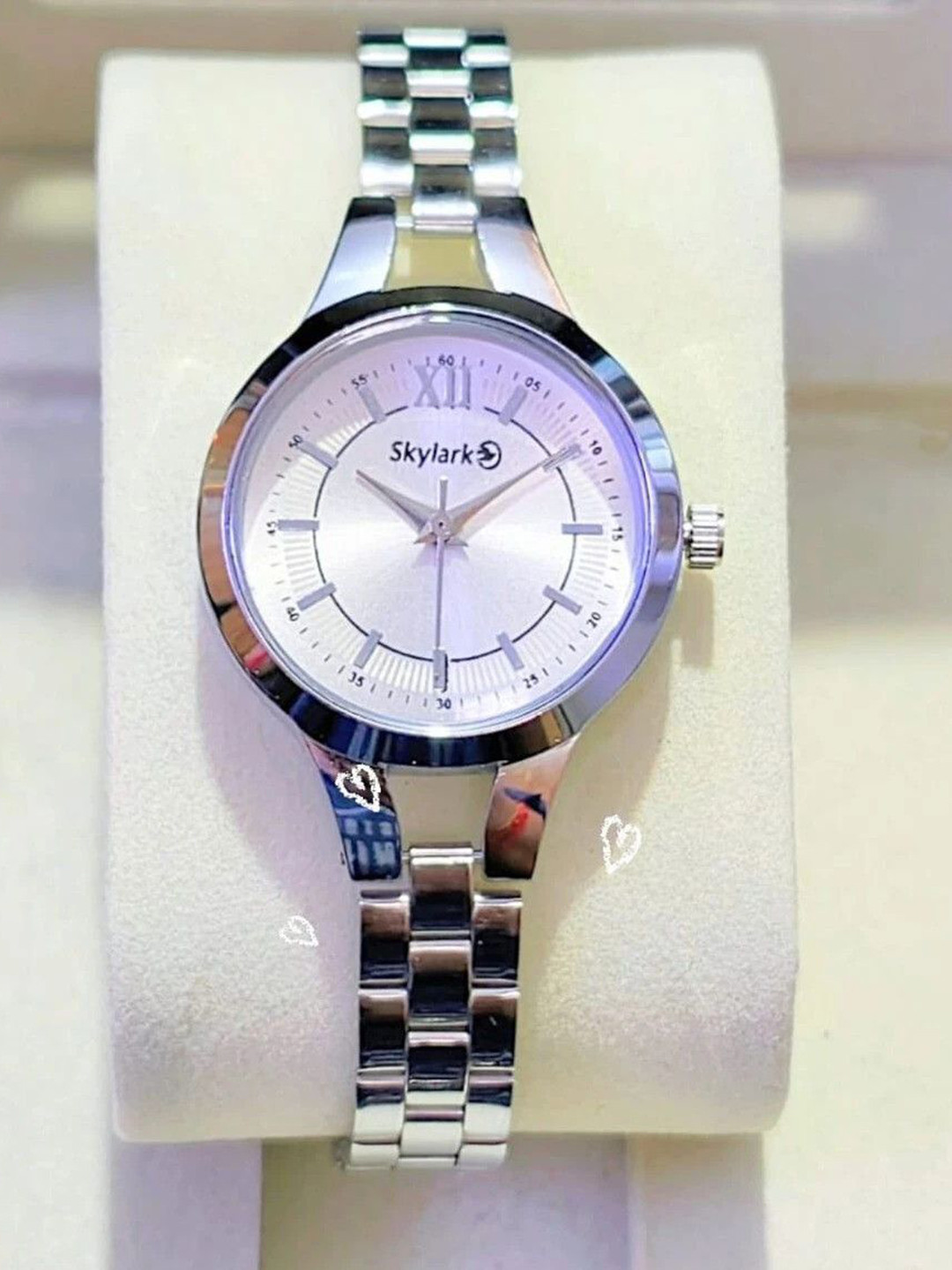 Skylark Women Stainless Steel Bracelet Style Straps Analogue Watch Lina_Silver-5451