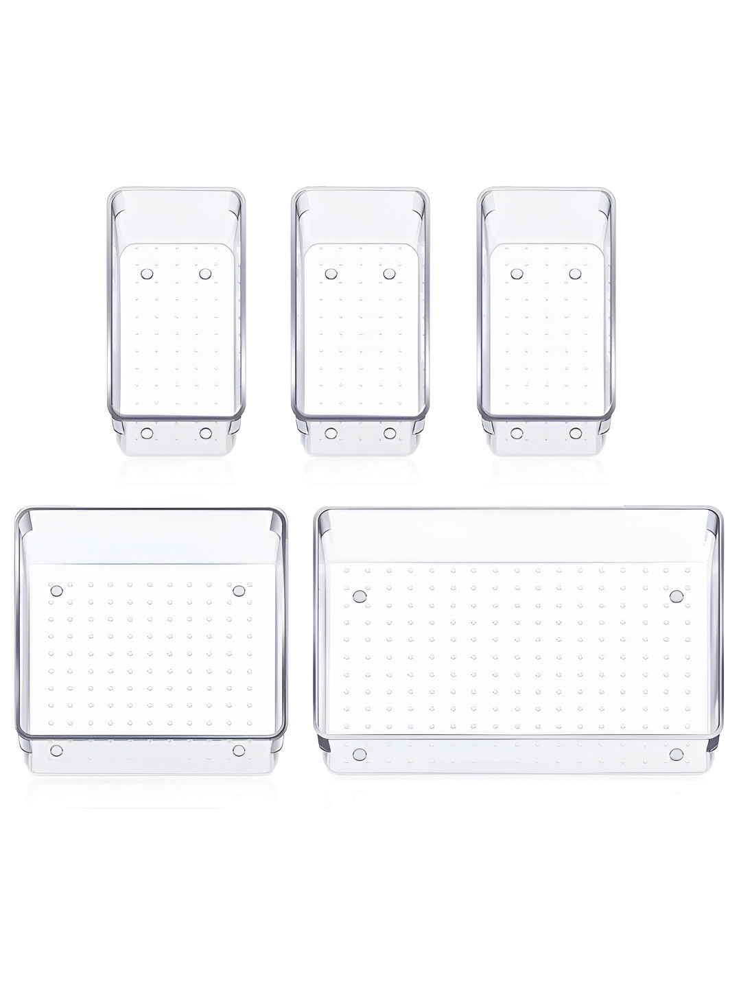 Aura Transparent 5 Pieces Reusable Drawer Storage Organizer