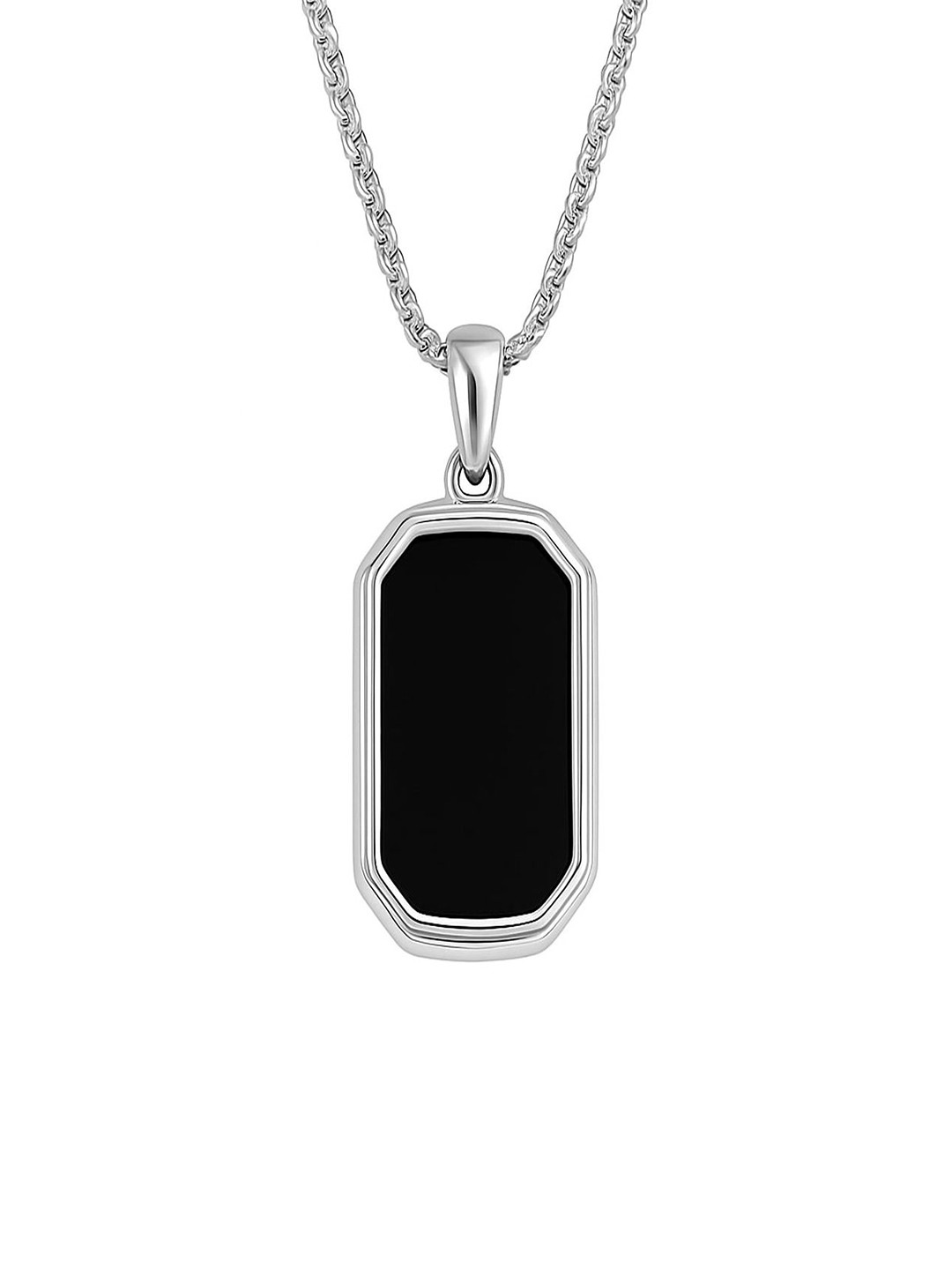Desai Men 925 Sterling Silver Rhodium Plated Pendant With Chain