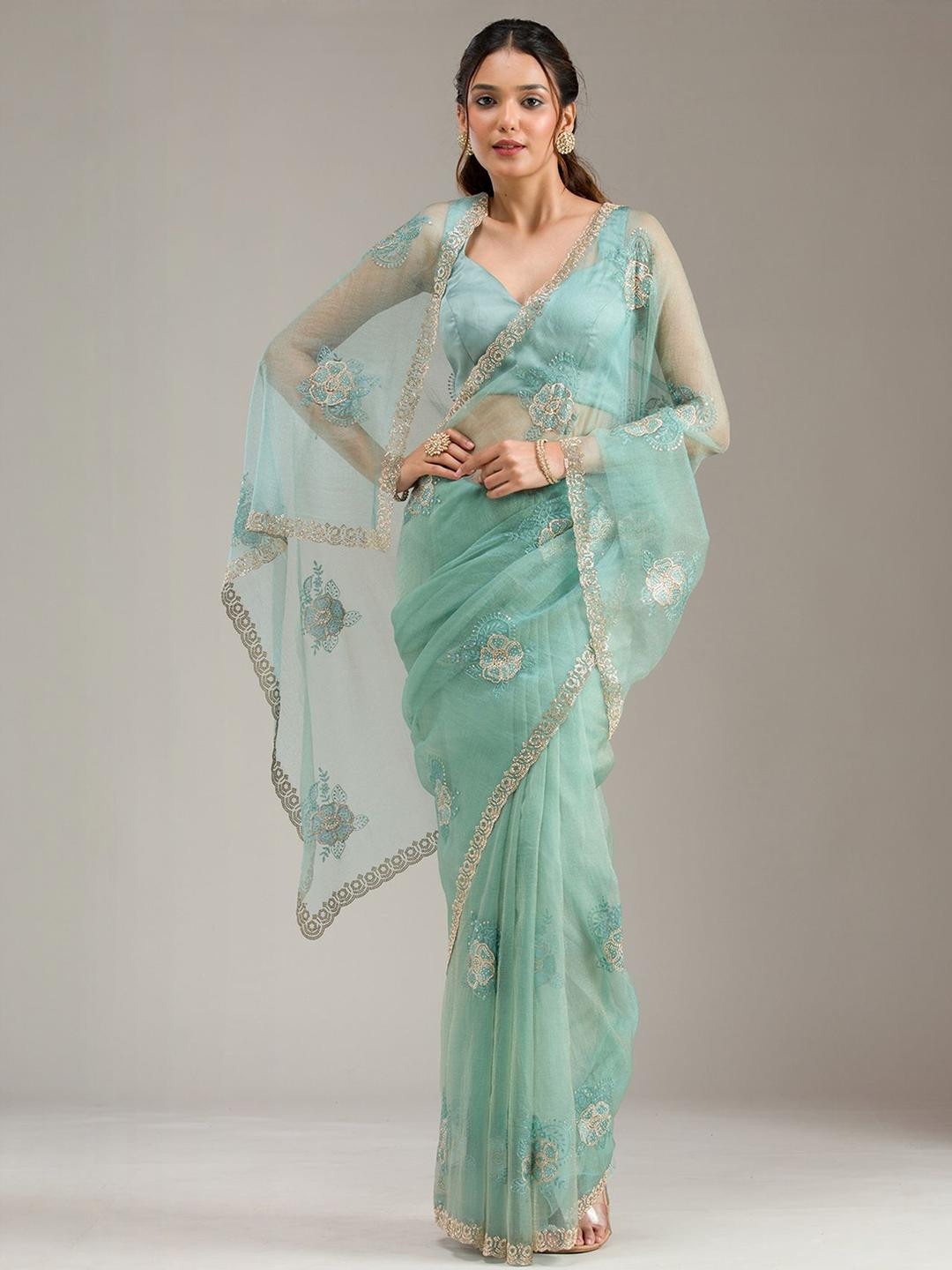 Koskii Embellished Embroidered Chiffon Saree