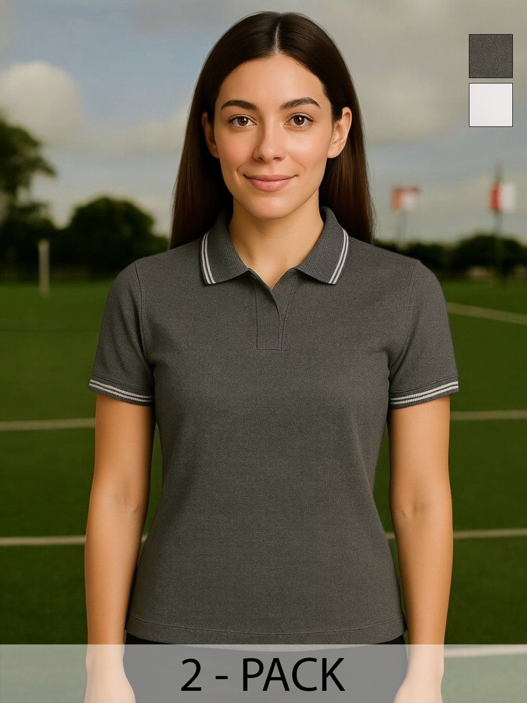 Seiyon Tex Women Pack Of 2 Solid Polo Collar Pure Cotton Basketball T-shirts