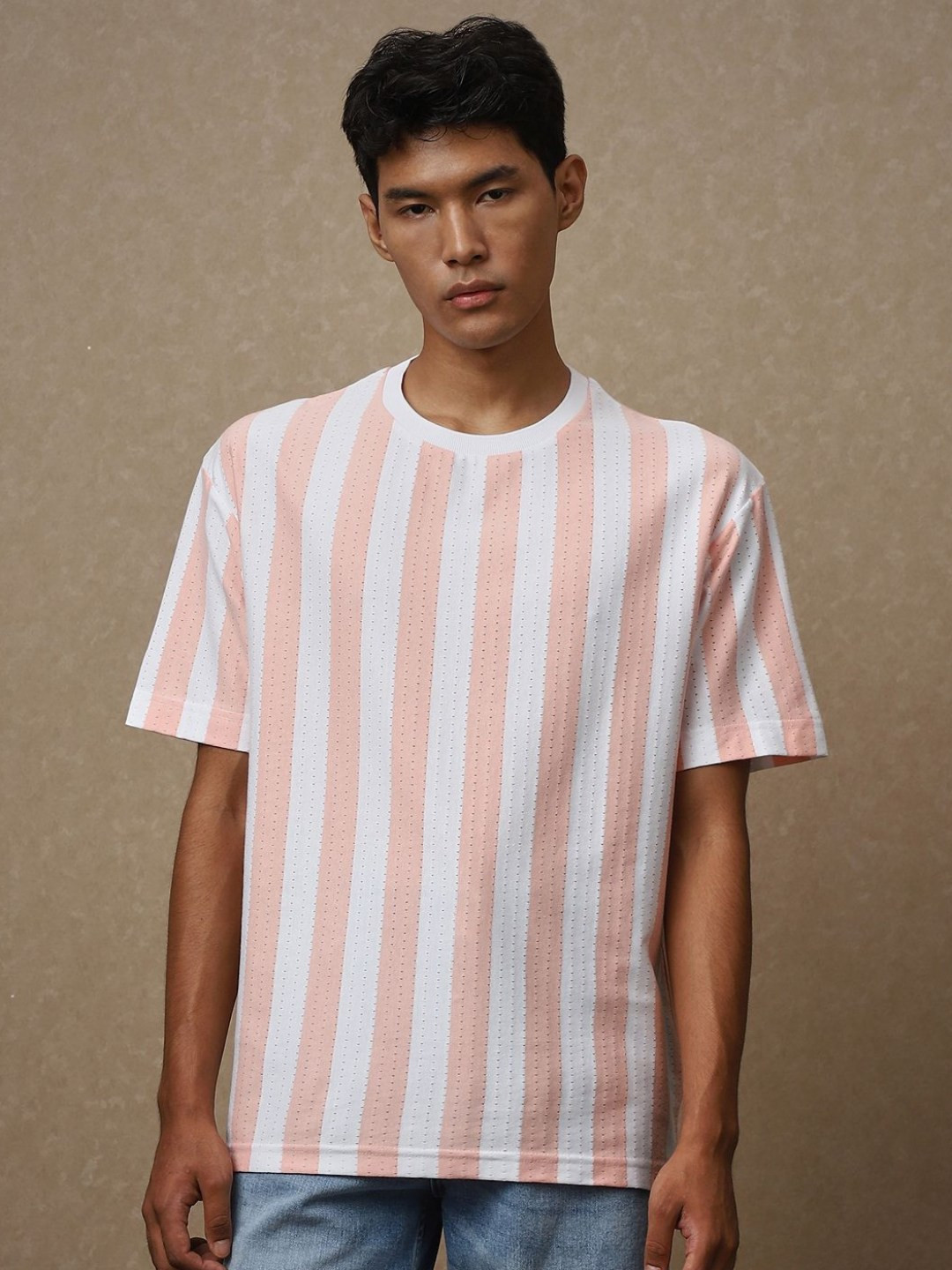 4 TRIPLE O FIVE O BY MUFTI Striped Drop-Shoulder Sleeves Cotton Oversized T-shirt