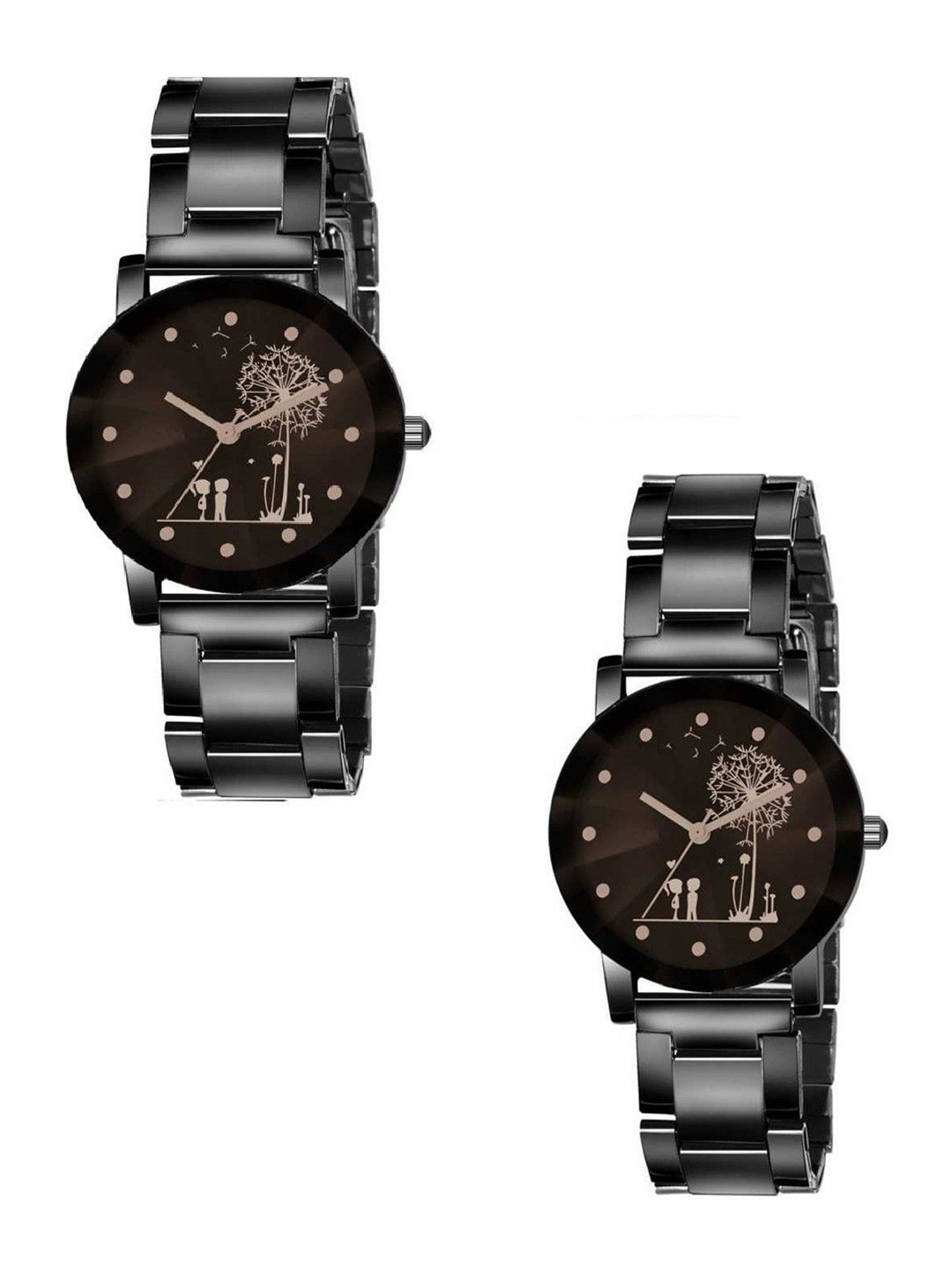 Skylark Unisex Set Of 2 Stainless Steel Bracelet Style Analogue Watch studentcouple2