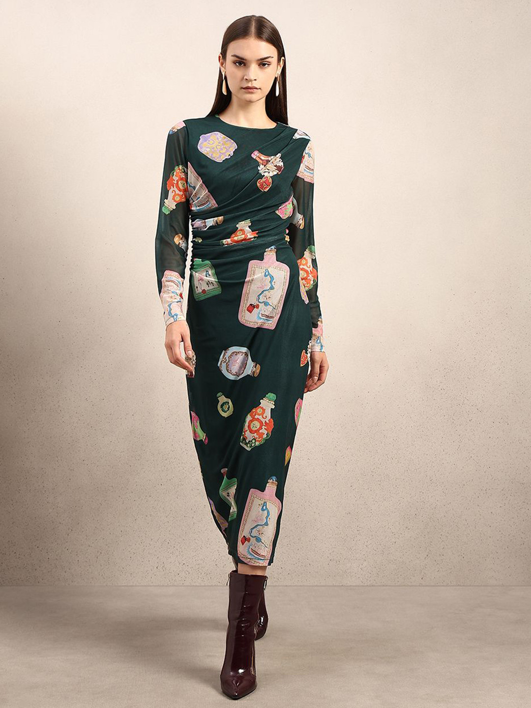 Vero Moda Ponderosa Pine Women Printed A-Line Midi Dress
