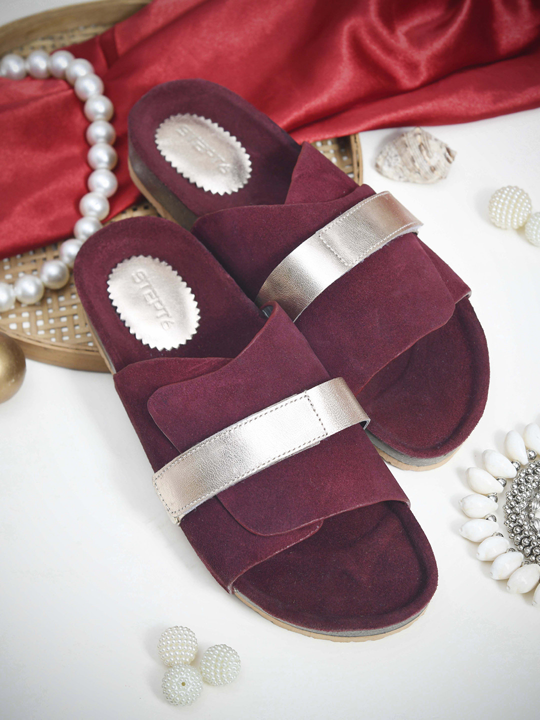 STEPT6 Women Open Toe Strap Detail Slides