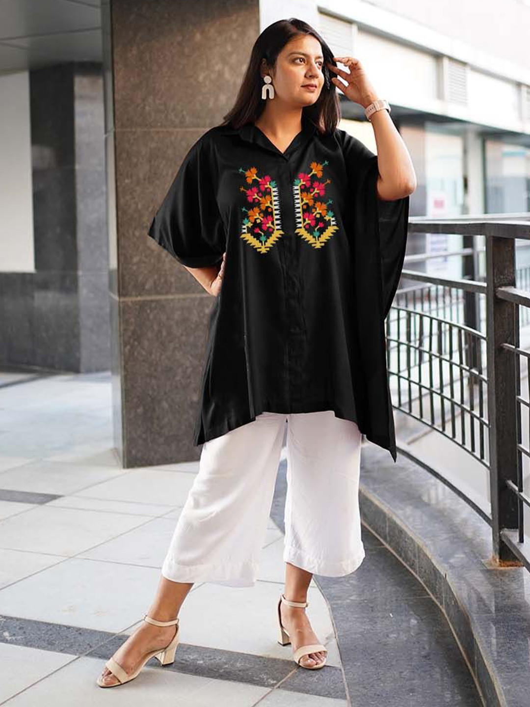 LetsDressUp Women Black Rayon Noor Shirt Kurta
