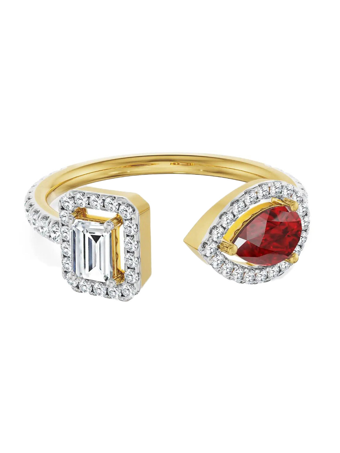 Emori 14kt Arrowhead Ruby Lab Ring Diamond