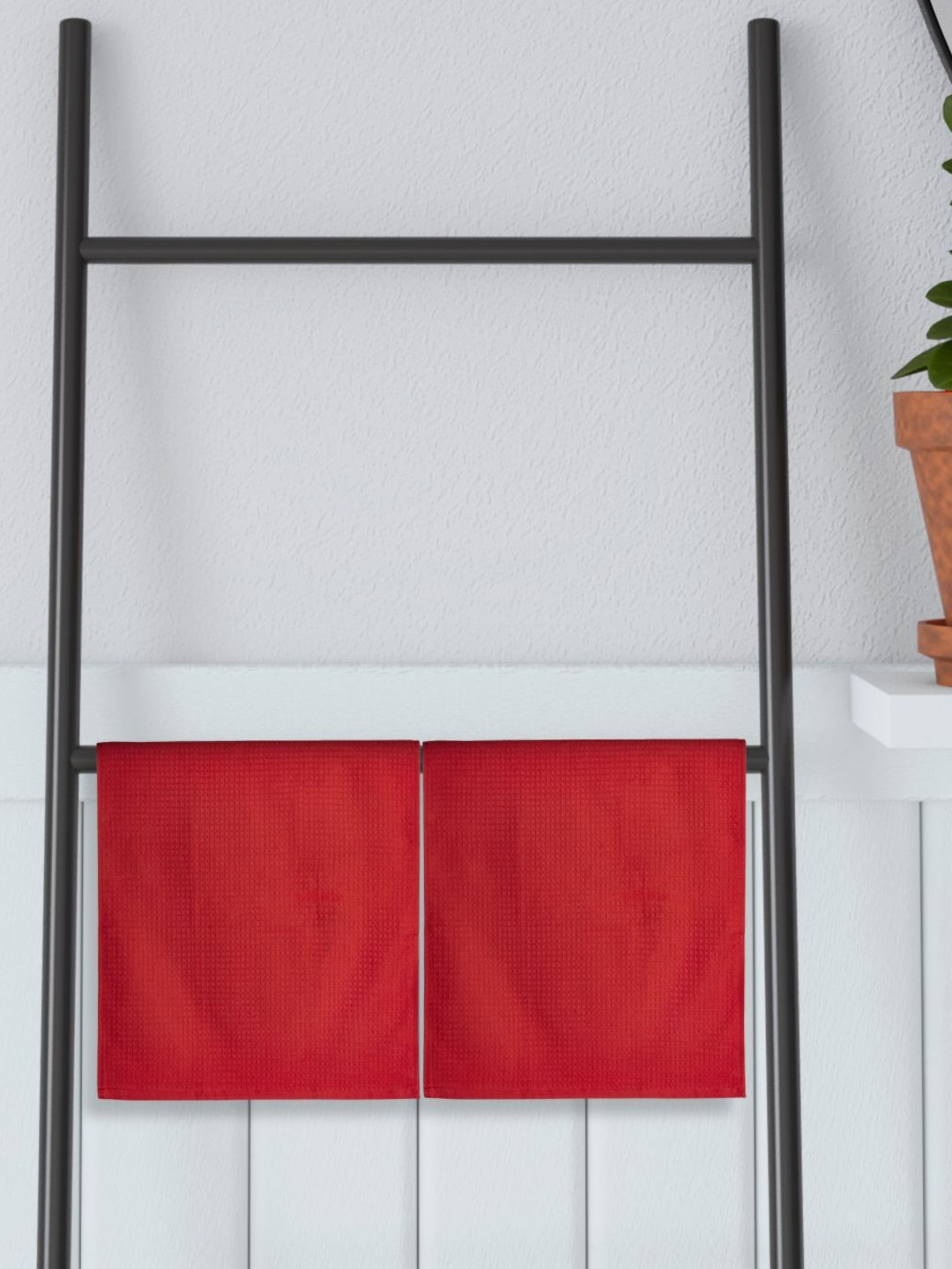 Portico FreshNest 2-Pcs Red 380 GSM Cotton HandTowels