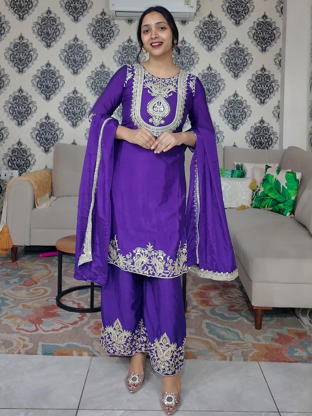 dearthank Women Violet Kurta Sets