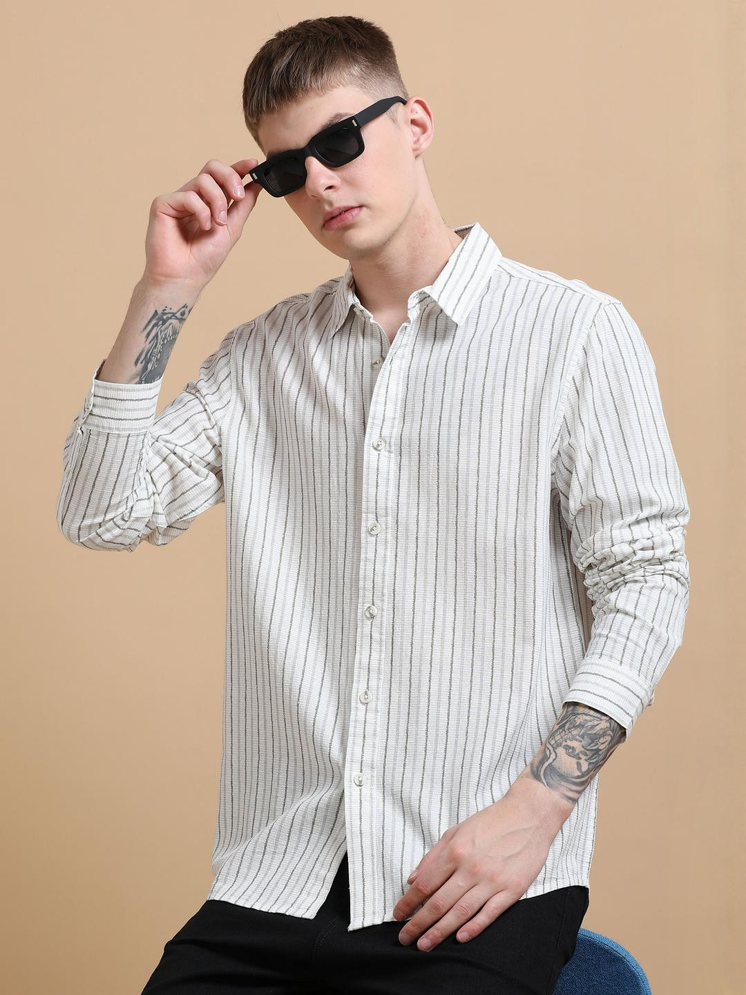 StitchX Men's Full Sleeve Vertical Stripes Shirt