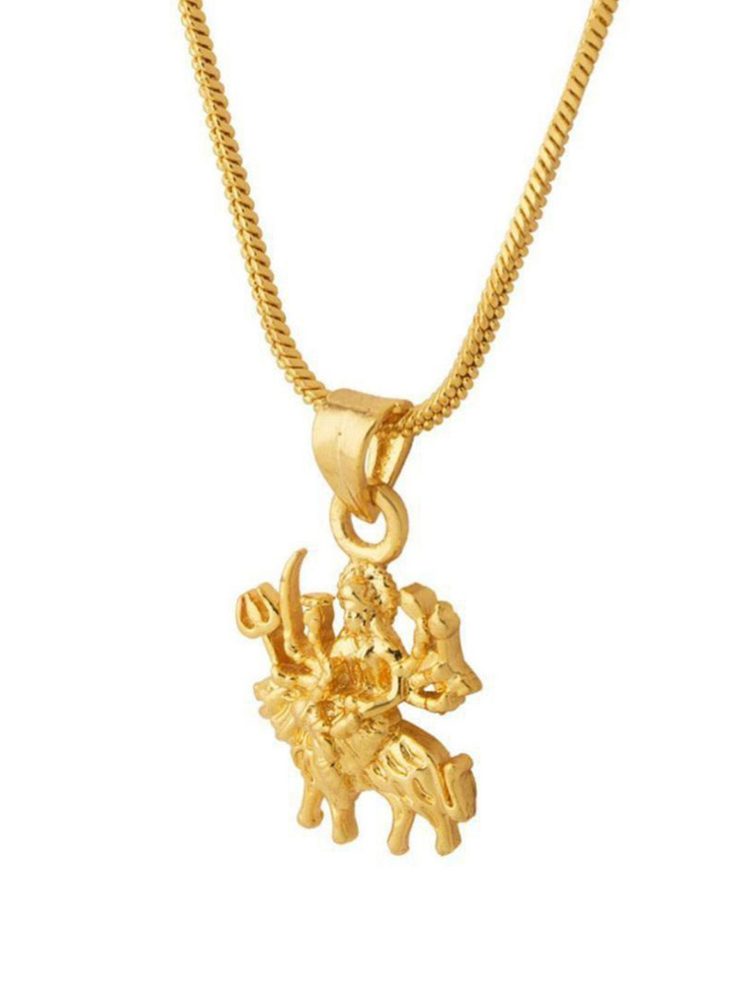 RV Jewels Unisex Silver Durga Maa Pendants With Chain