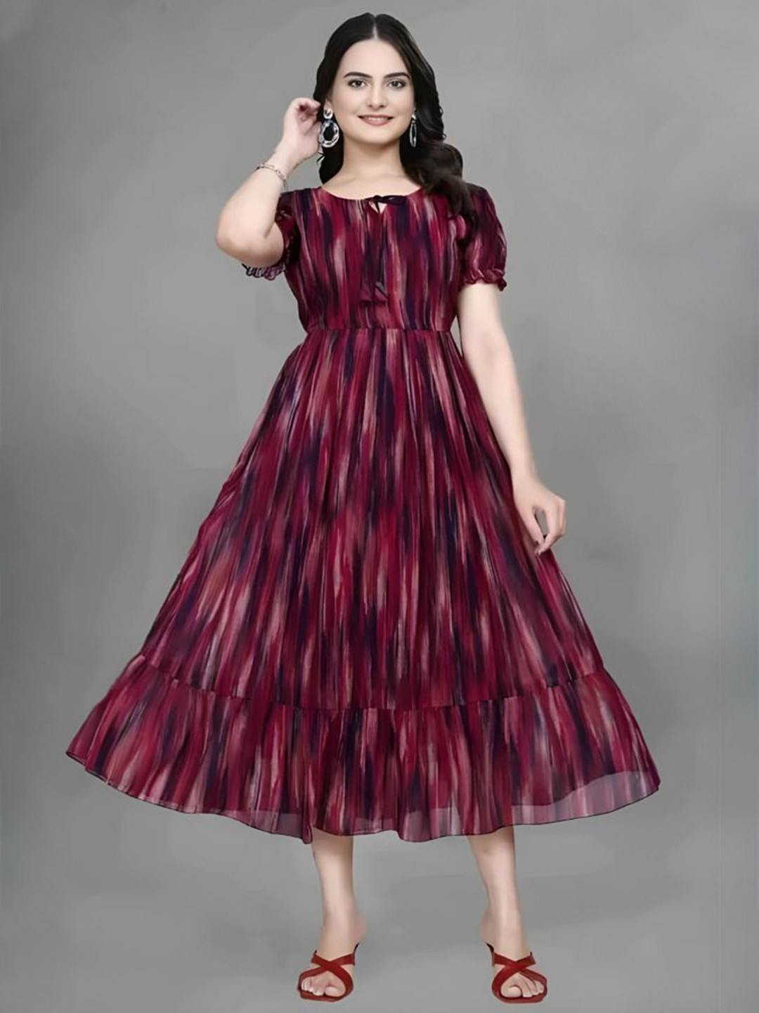 Moda Rapido Women Abstract Printed Midi-Length Dresses