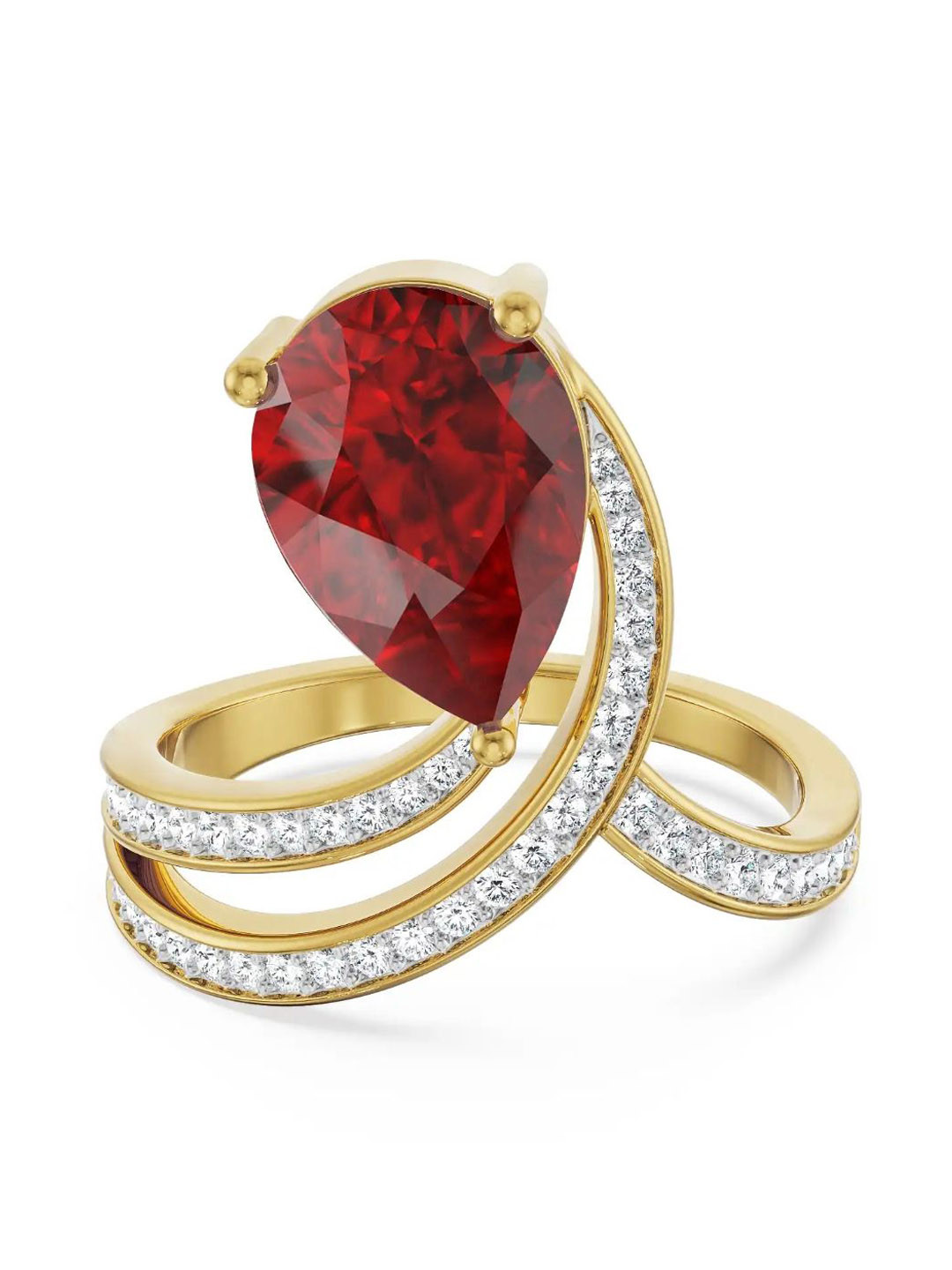 Emori 14KT Fiery Gemstone Lab Ring Diamond