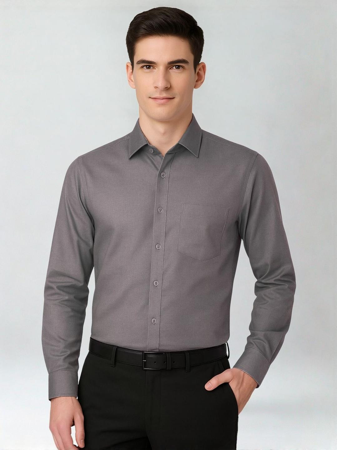 Zee Gold Men Smart Fit Solid Spread Collar Pure Cotton Formal Shirt