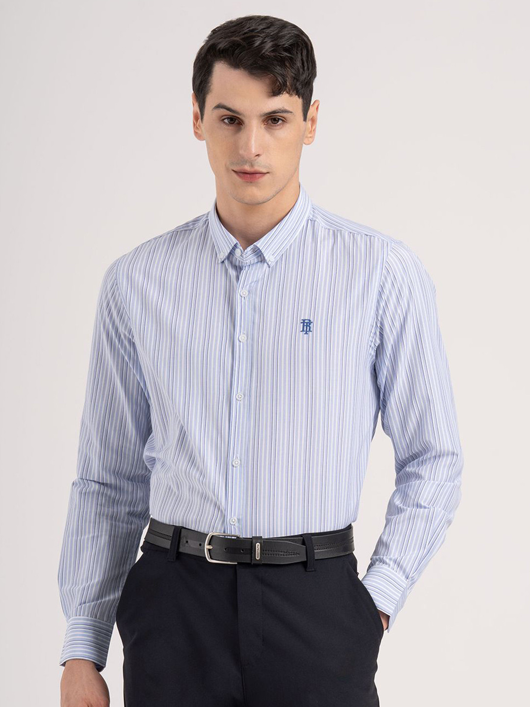 Red Tape Relaxed Fit Striped Spread Collar Long Sleeves Cotton Shirt