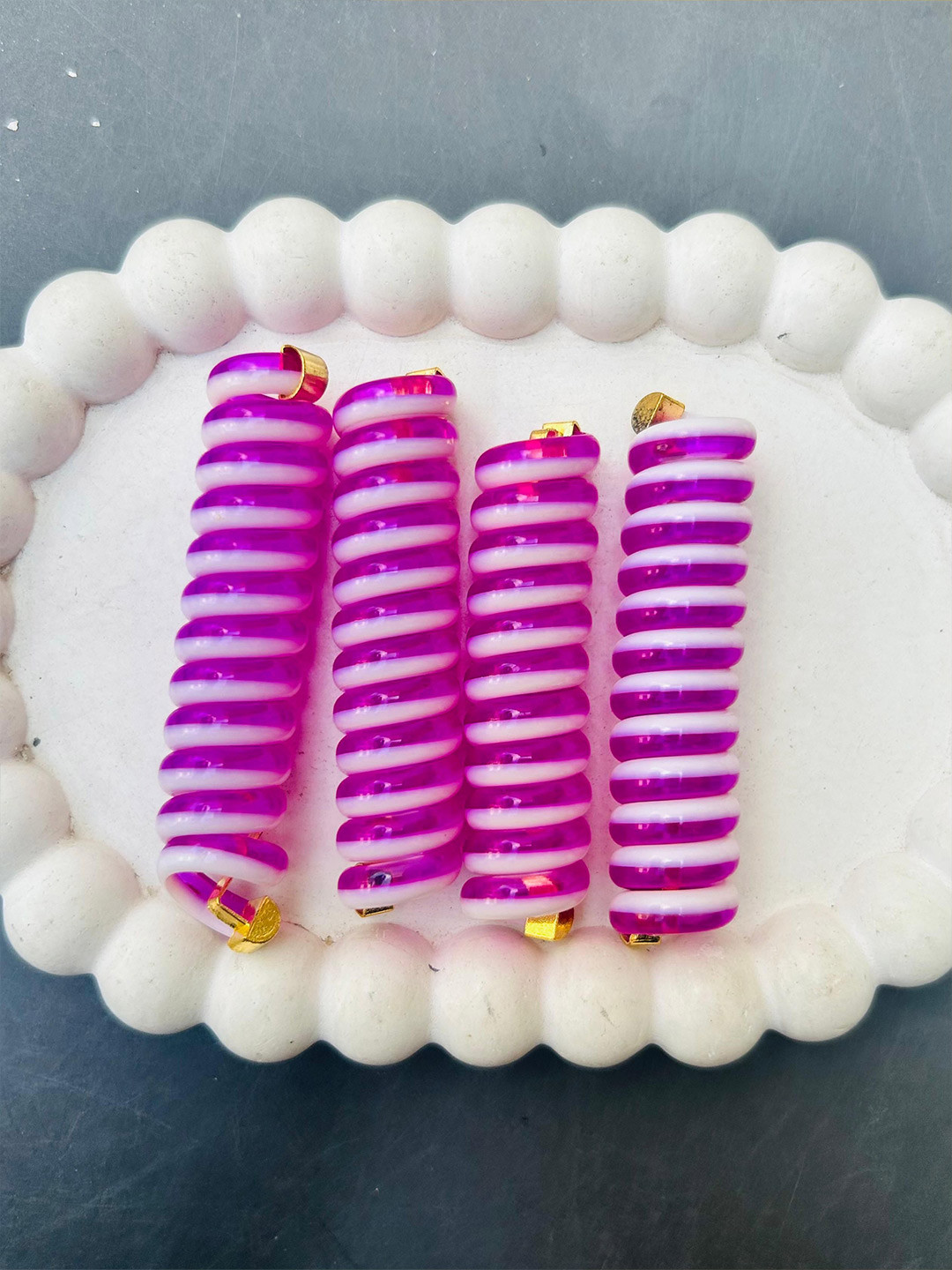 Radhya Accessories Women Set of 4 Neon Swirl Coil Hair Ties