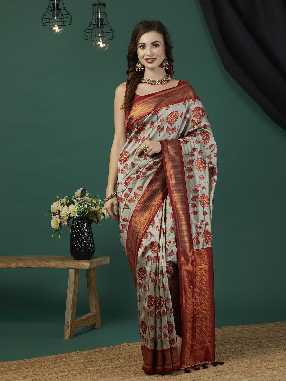AKSHARAM Woven Design Zari Pure Silk  Banarasi Saree