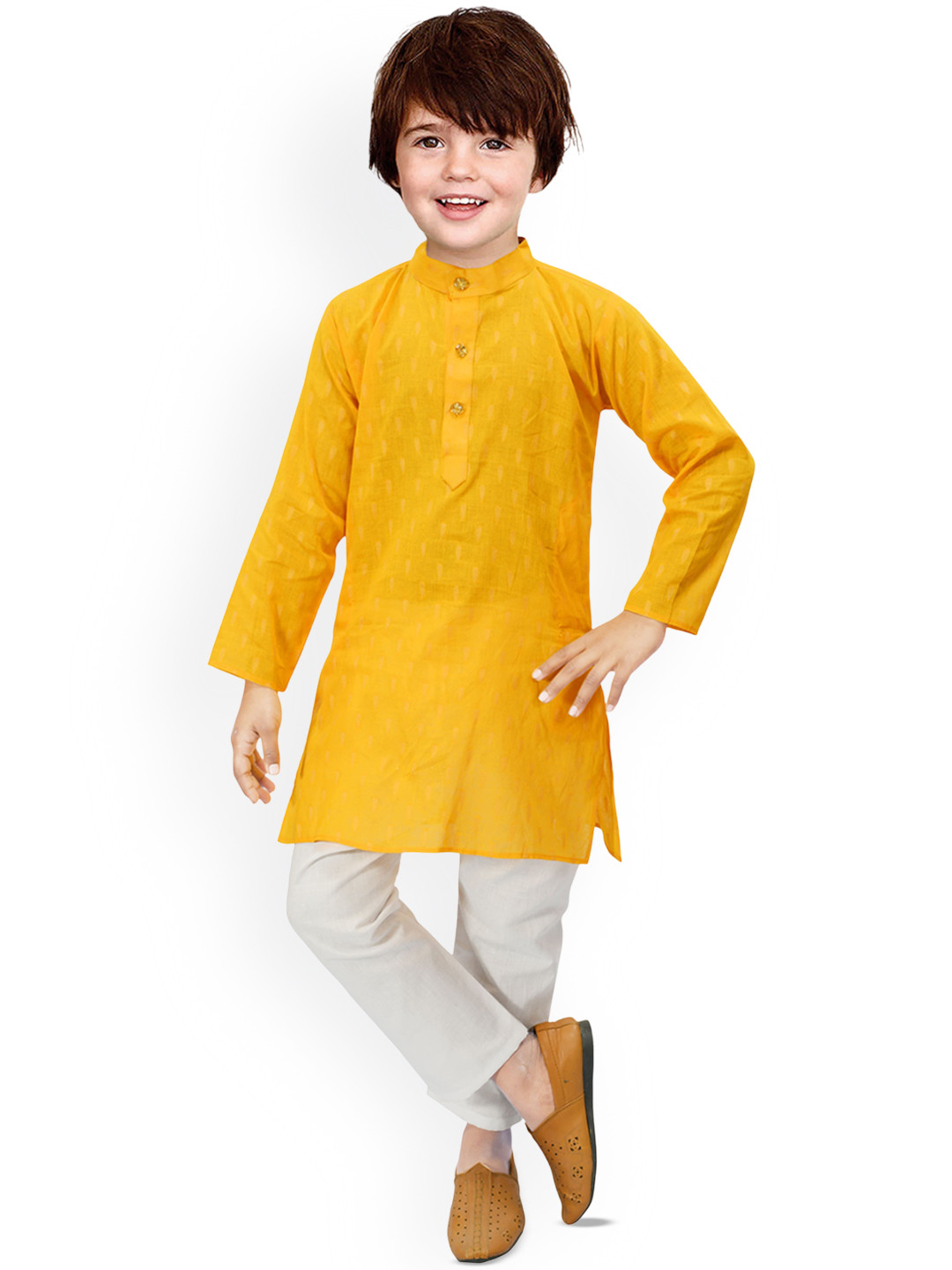 Taimoor Garments Boys Ethnic Motifs Cotton Kurta with Trousers