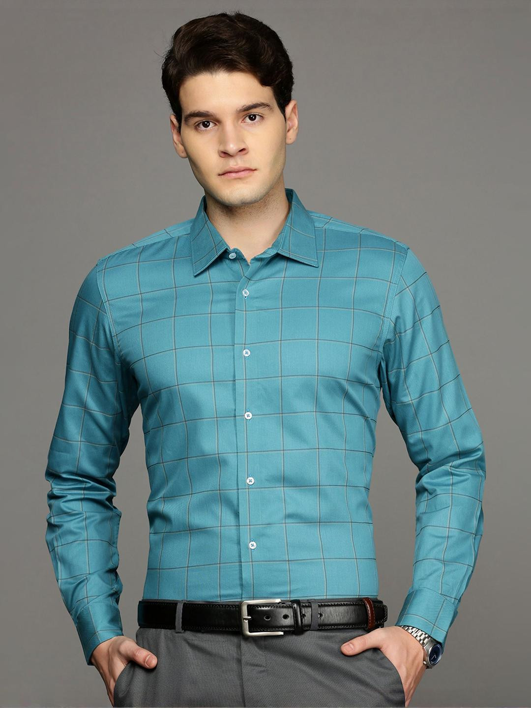 Independence Windowpane Checks Checked Comfort Slim Fit Formal Shirt