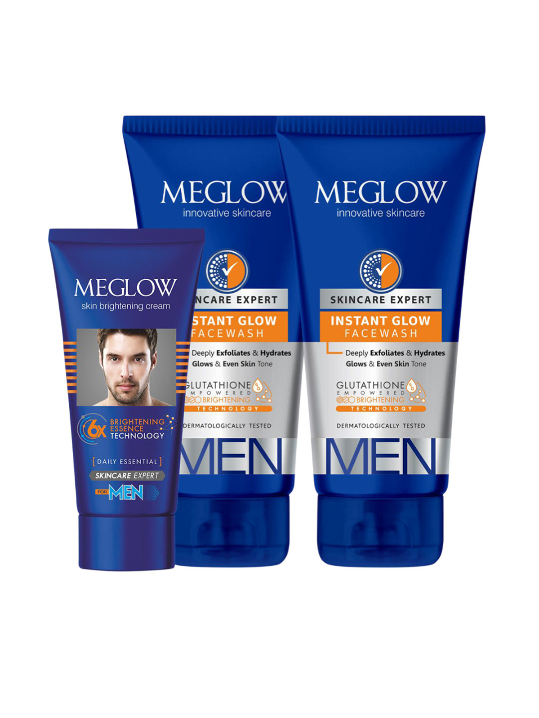 MEGLOW Set Of 3 Skin Brightening Cream- 50 g & Instant Glow Face Wash- 70 g Each