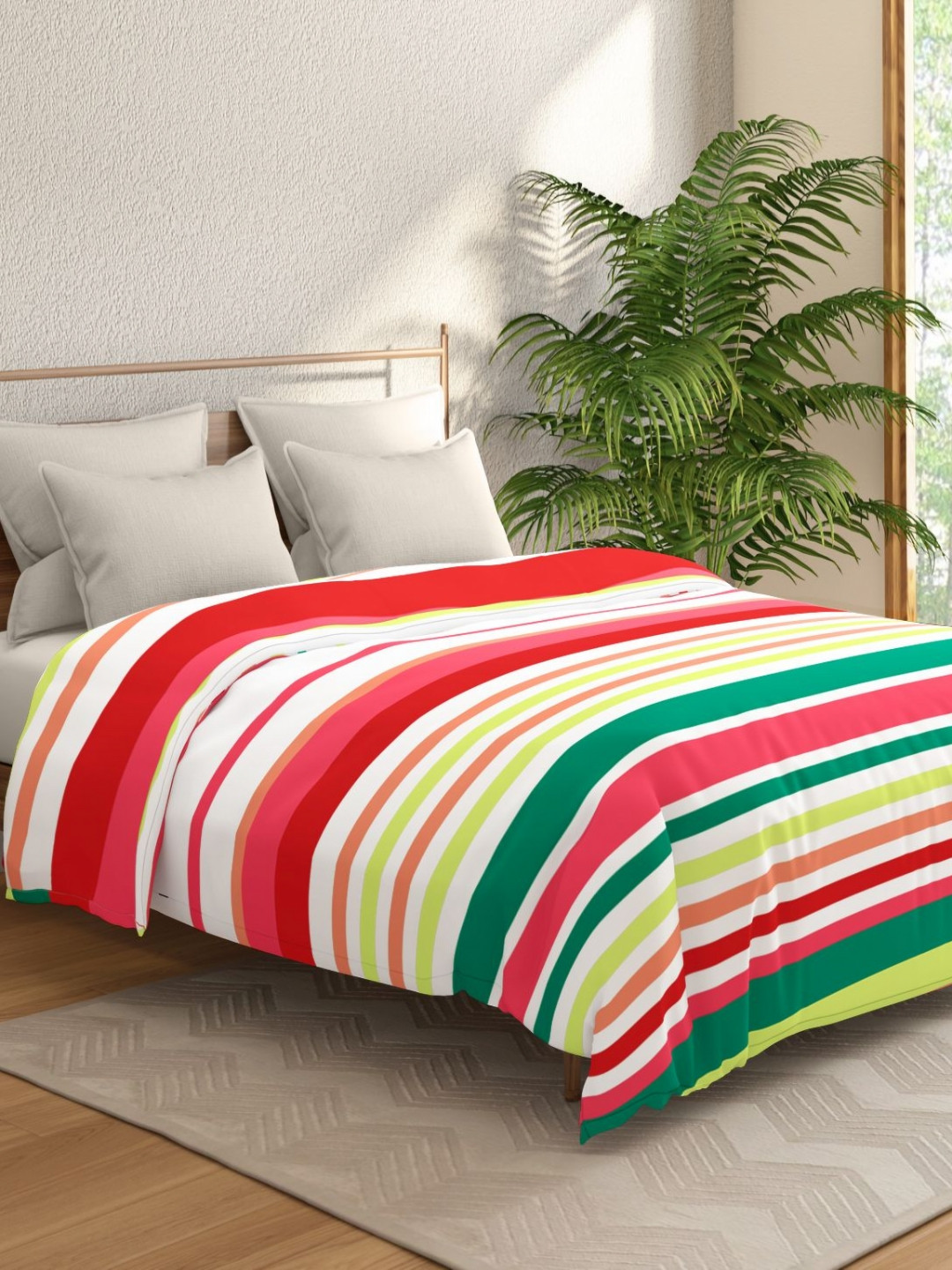 Portico WhisperSoft Red & Green Abstract AC Room 120 GSM Cotton Double Bed Comforter