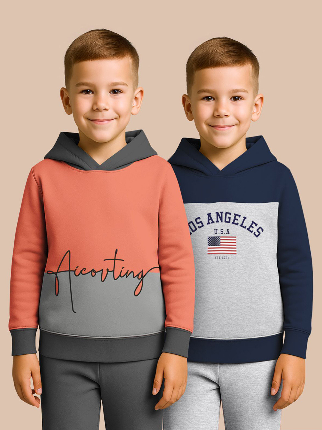 HELLCAT Boys Pack Of 2 Printed Hooded Pullover Sweatshirt