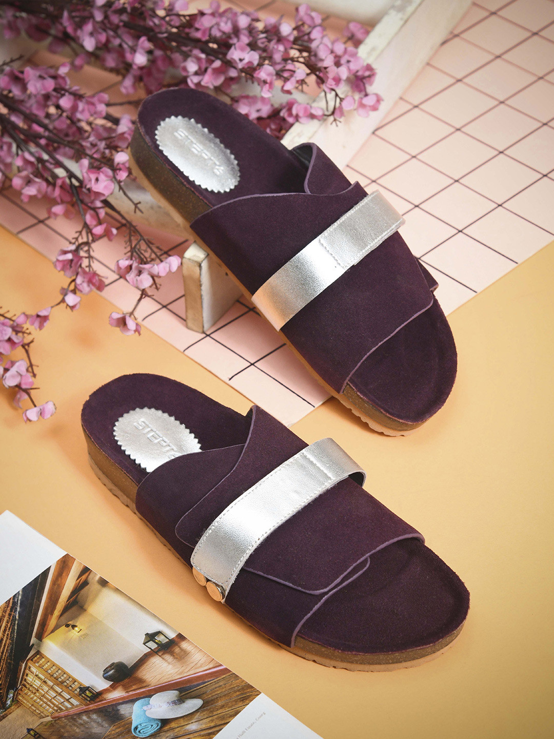 STEPT6 Women Colourblocked Open Toe Strap Detail Slides