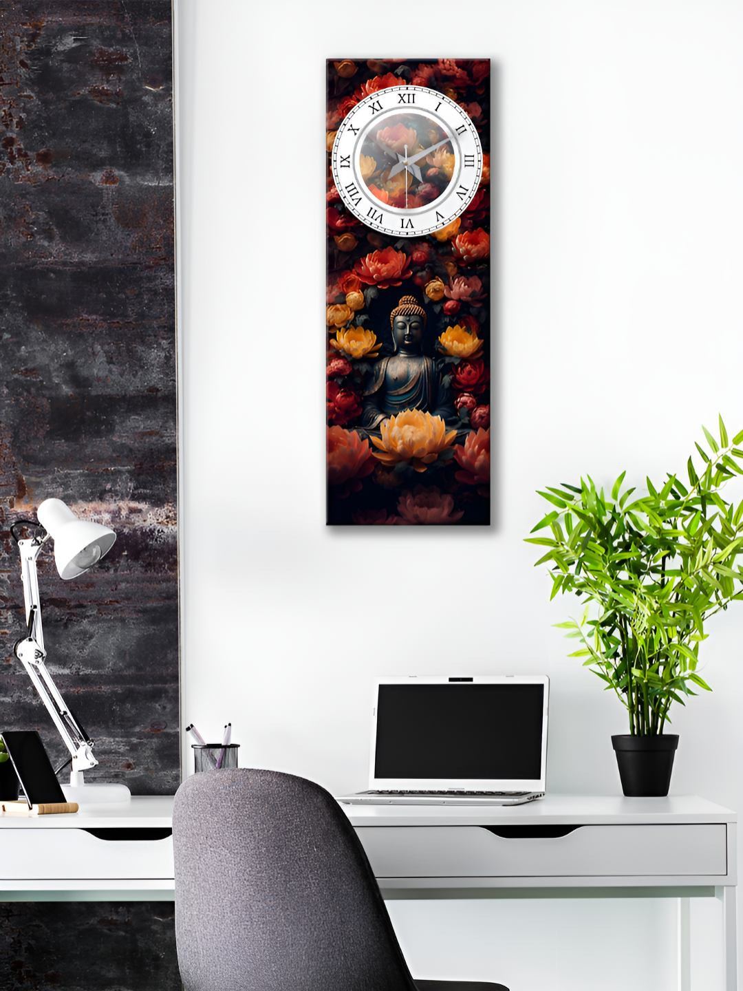 OLIVE TREE Black & Red Ethnic Motifs Printed Traditional Wooden Analogue Wall Clock
