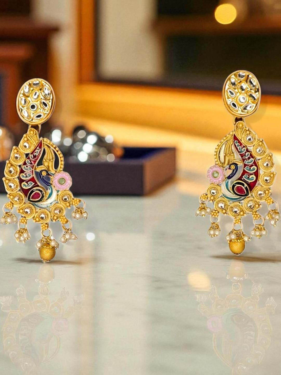 GOLDEN GLAMOUR Women Gold Earrings