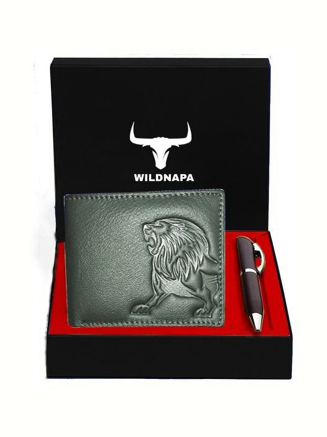 WILDNAPA Men Animal Leather Two Fold Wallet