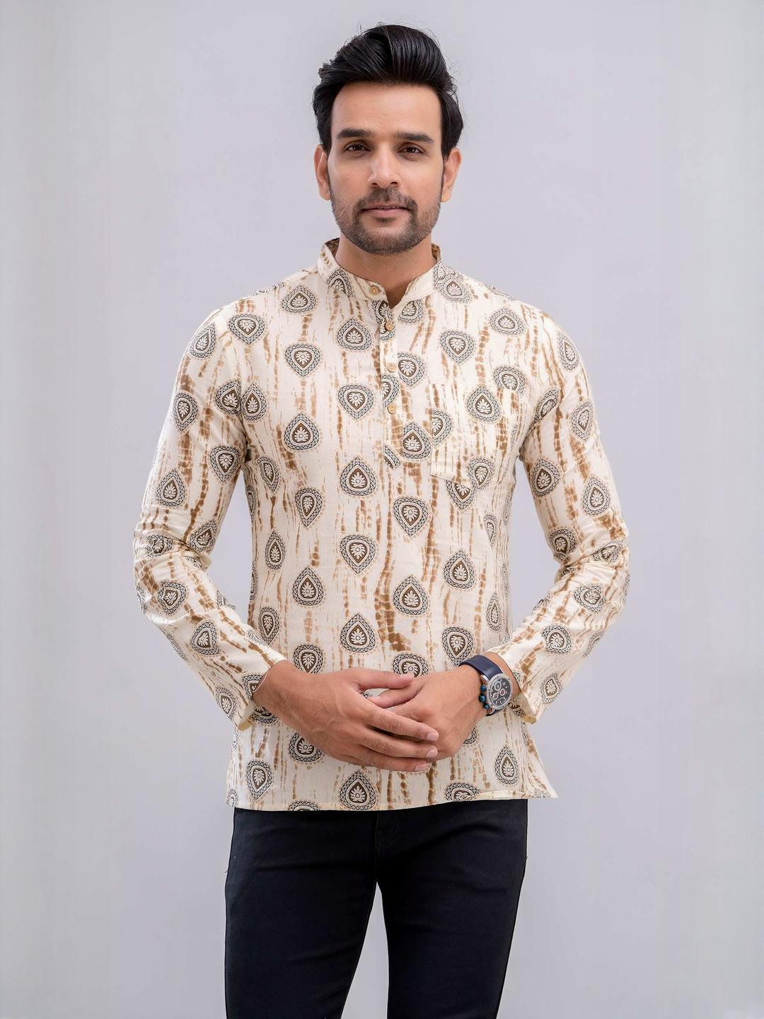 MissKurti Standard Floral Printed Mandarin Collar Standard Pure Cotton Casual Shirt