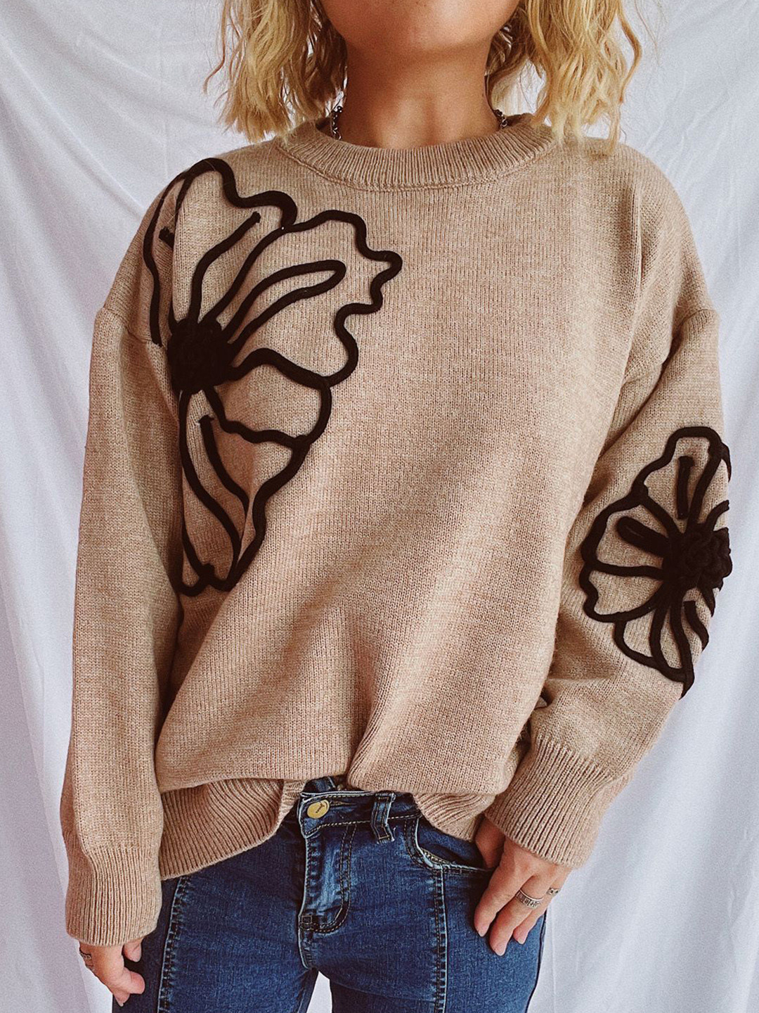 all about you Women Floral Embroidered Sweater