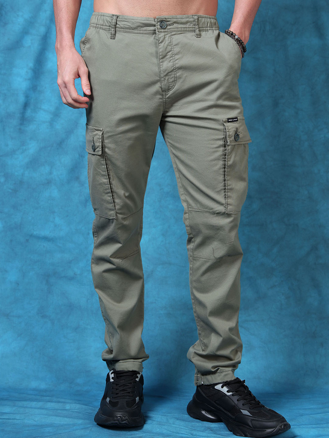 RIGS AND RAGS sprintline Men Kansas Regular Fit Mid-Rise Cotton Cargos Trouser