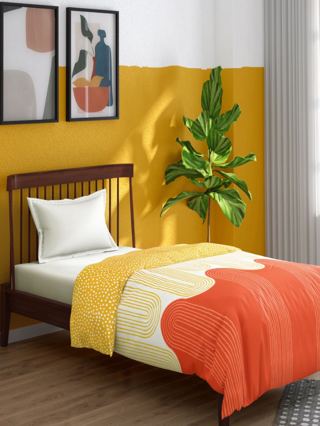 Portico Orange & Yellow AC Room 90 GSM Single Bed Comforter