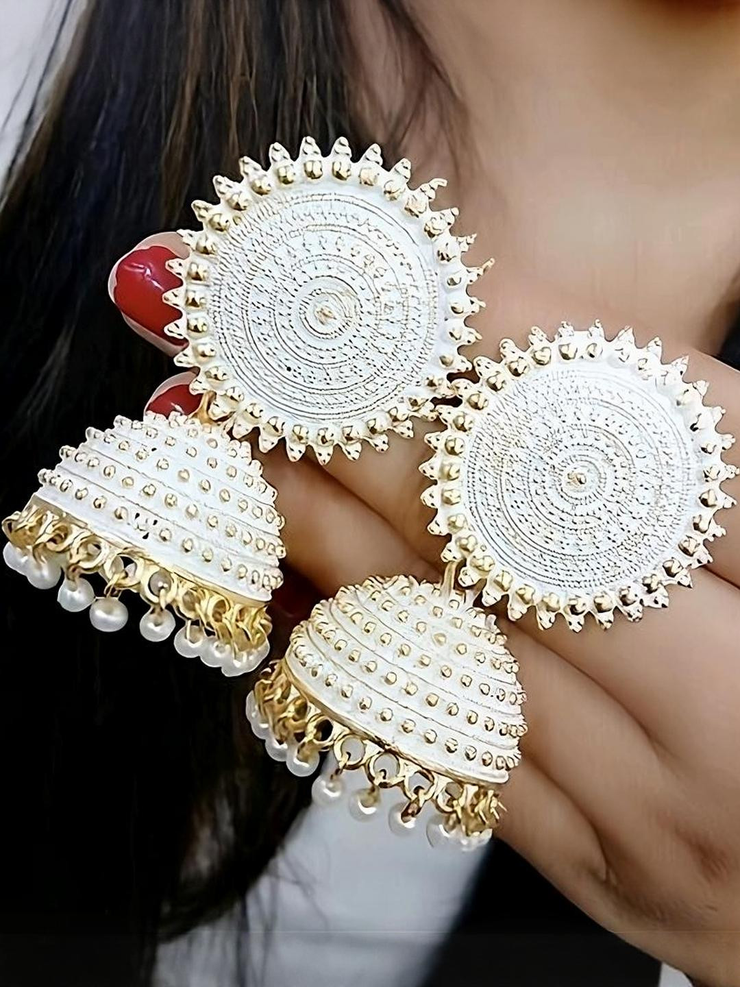 Grace Collections White & Gold-Plated Alloy Earrings