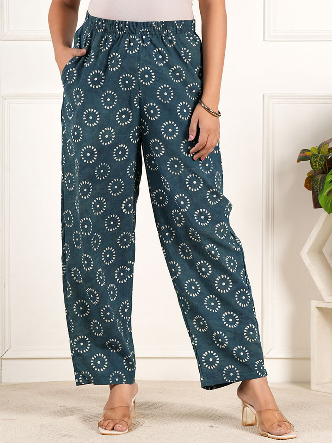 Style Shoes Block Printed Pure Cotton Lounge Pants