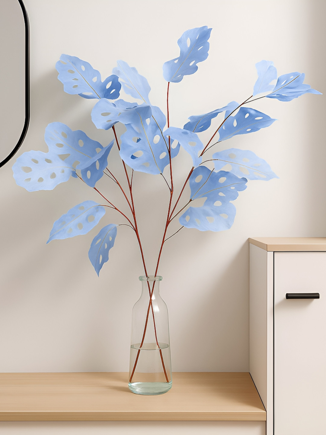 Homesake Blue 2 Pieces Monstera Deliciosa Artificial Flowers