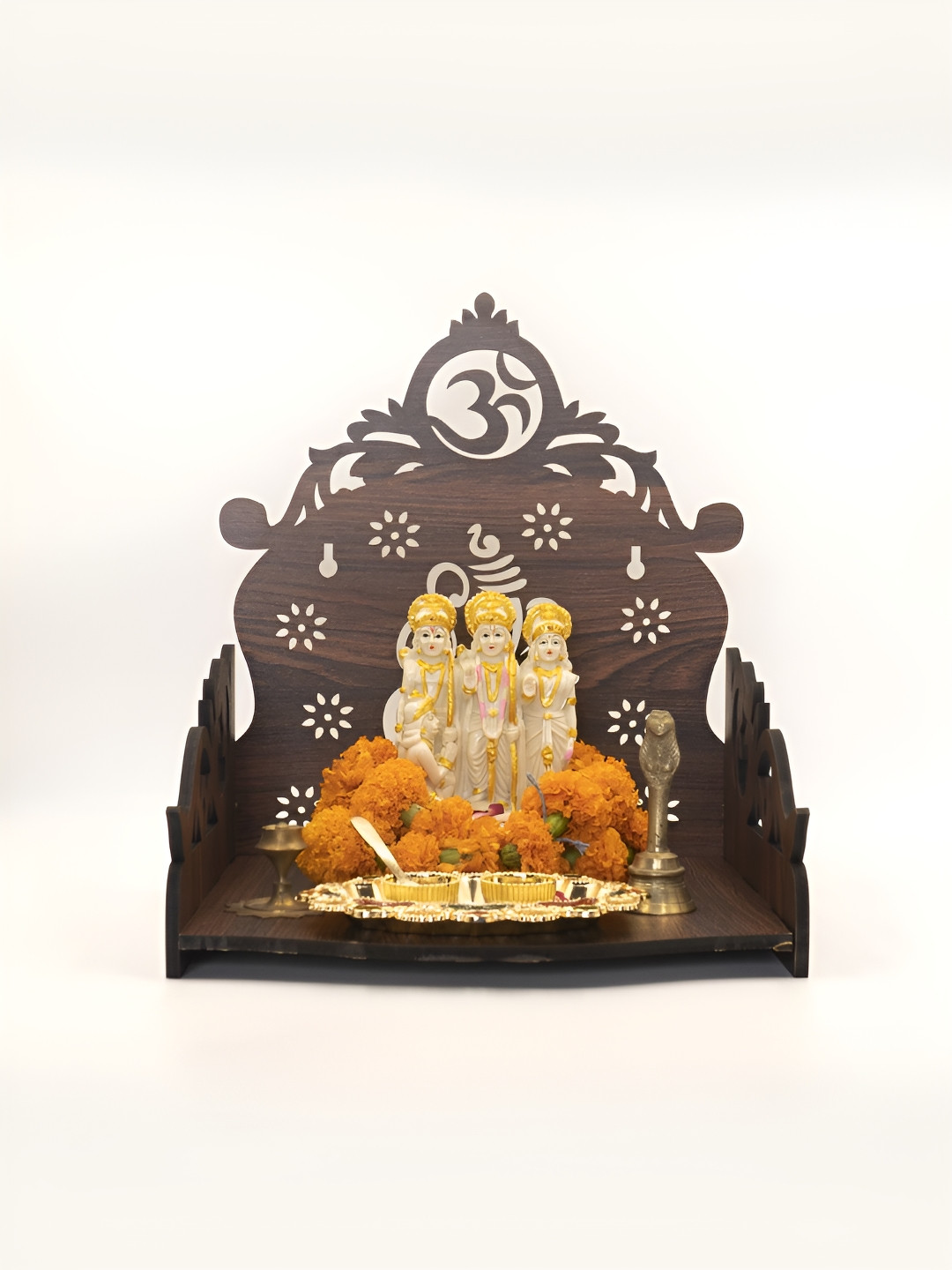 OLIVE TREE Brown Textured Wooden Home Temple