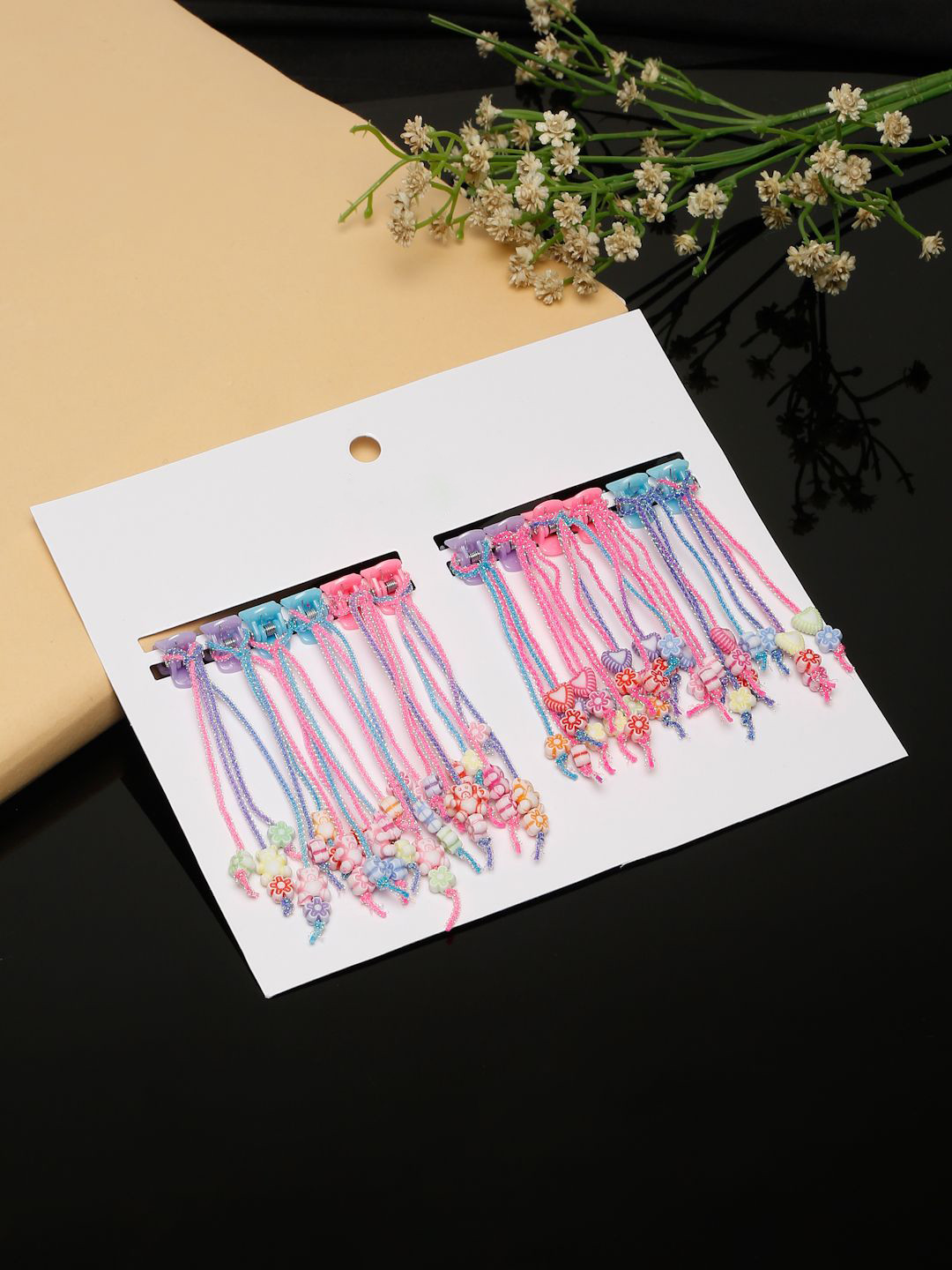 Stoln Girls Set of 12 Beaded Floral Hair Clutchers