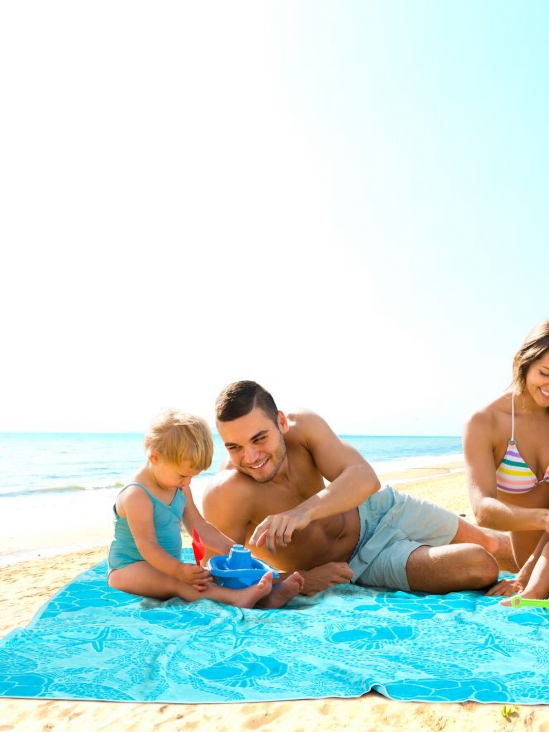 Creeva Blue & Turquoise Blue Printed 500 GSM Cotton Beach Towel