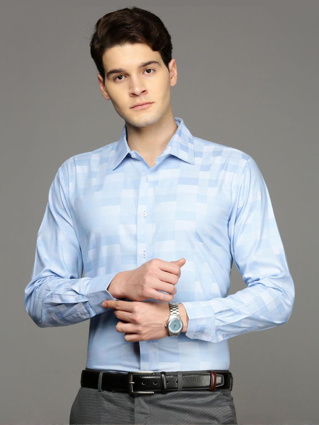 Independence Men Comfort Slim Fit Checked Spread Collar Formal Shirt