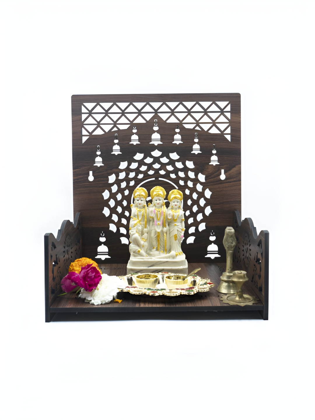 OLIVE TREE Brown Textured Wooden Home Temple